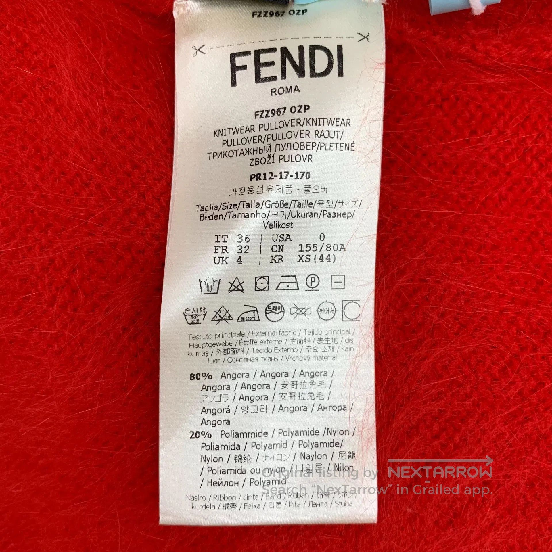 Fendi Fendi Red Rabbit Fur Knit Sweater. Size XS / US 0-2 / IT 36-38 - 7 Thumbnail