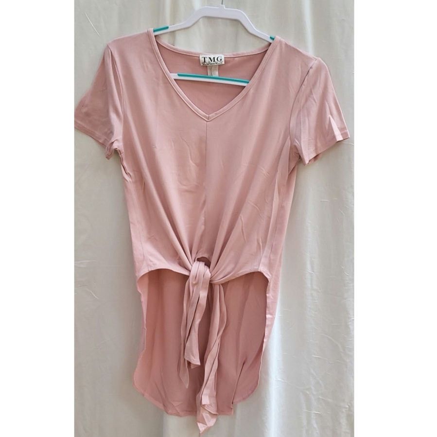 Other TMG New York Blush Pink Tie-Front Short Sleeve Blouse Size M Size M / US 6-8 / IT 42-44 - 1 Thumbnail