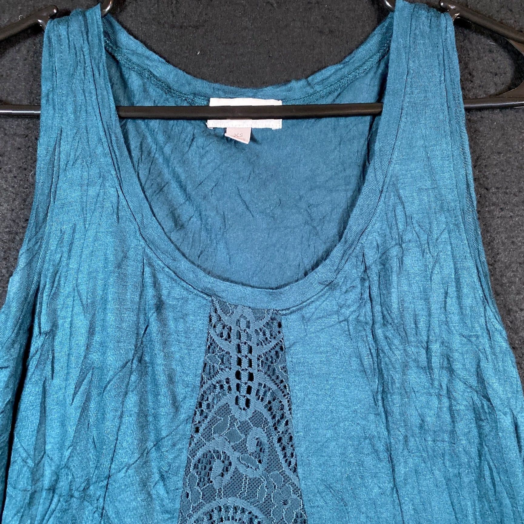 Vintage KNox Rose Womens Blouse Teal Sleeveless U Neck Lace Tank Stretch XS Shirt Womens XS Teal Lace Blouse Boho Casual Workwear Size XS / US 0-2 / IT 36-38 - 2 Thumbnail