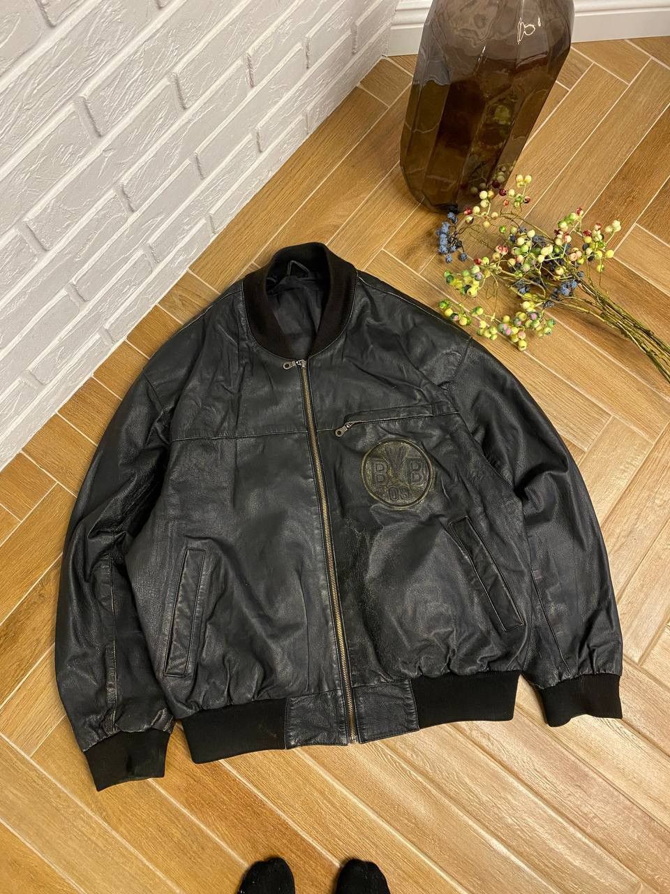 Vintage Rare Vintage Borussia Mönchengladbach Leather Bomber 90s Size US L / EU 52-54 / 3 - 1 Thumbnail