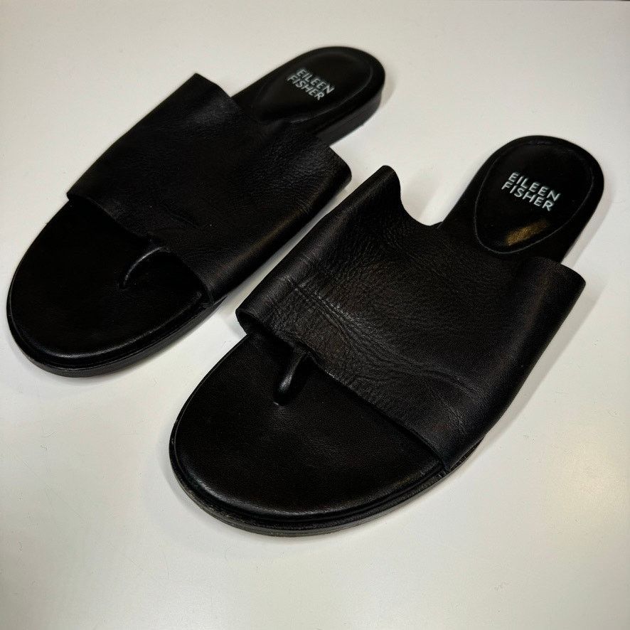 Eileen Fisher Leather Slides Sandals 6.5 Minimalist