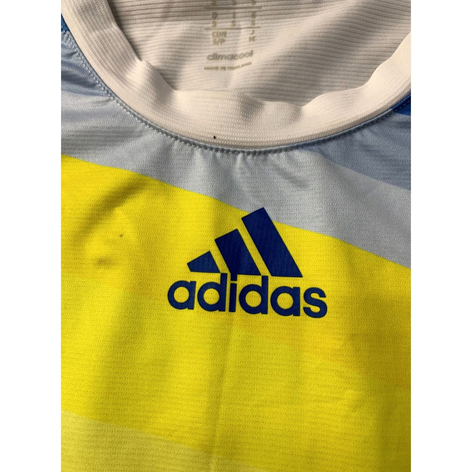 Adidas ADIDAS PERFORMANCE SHIRT Men Short Sleeve T-Shirt 2012 Base Training Running 100% Polyester White Blue Yellow XS? Size US S / EU 44-46 / 1 - 3 Thumbnail