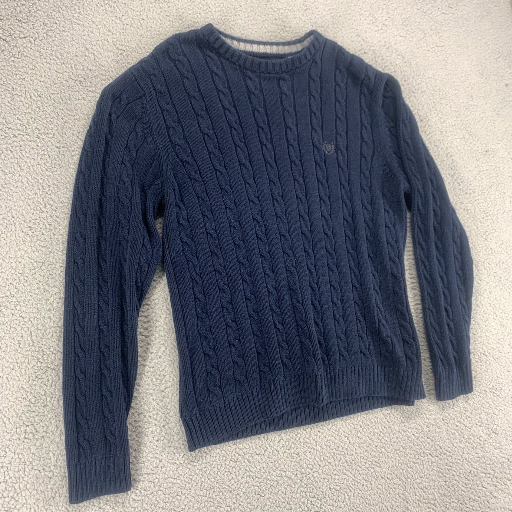 Chaps VINTAGE Chaps Men's Sweater Pullover 90s Blue Logo Cotton Knit Casual Medium M Size US M / EU 48-50 / 2 - 2 Thumbnail