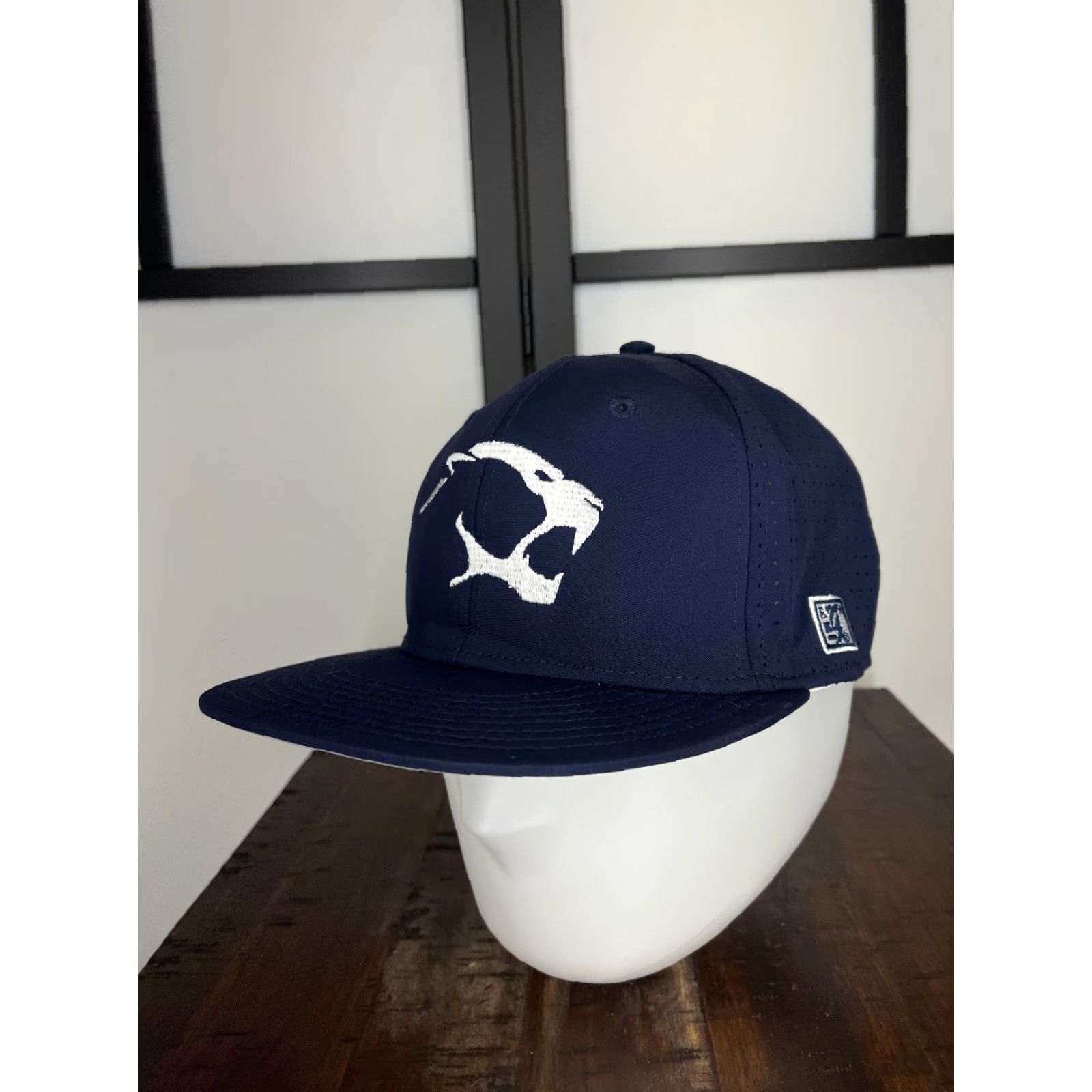 Cougar The Game Cougars Hat Cap Fitted Adult One Size Blue White Polyester Spandex Knit Baseball Cap Logo School Mens Size ONE SIZE - 4 Thumbnail