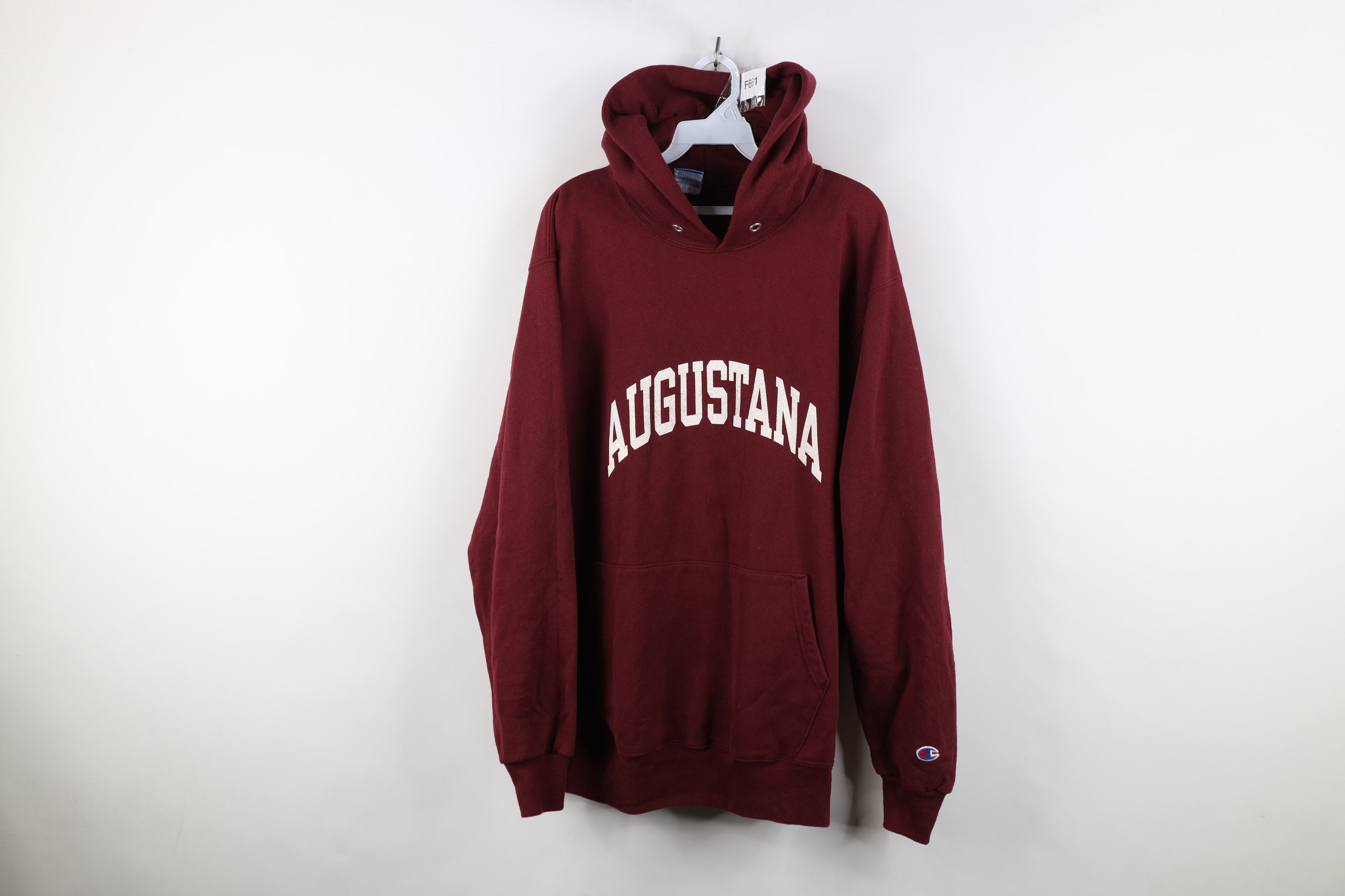 Champion Vintage 90s Champion Augustine Hoodie Sweatshirt Burgundy Size US XL / EU 56 / 4 - 1 Thumbnail