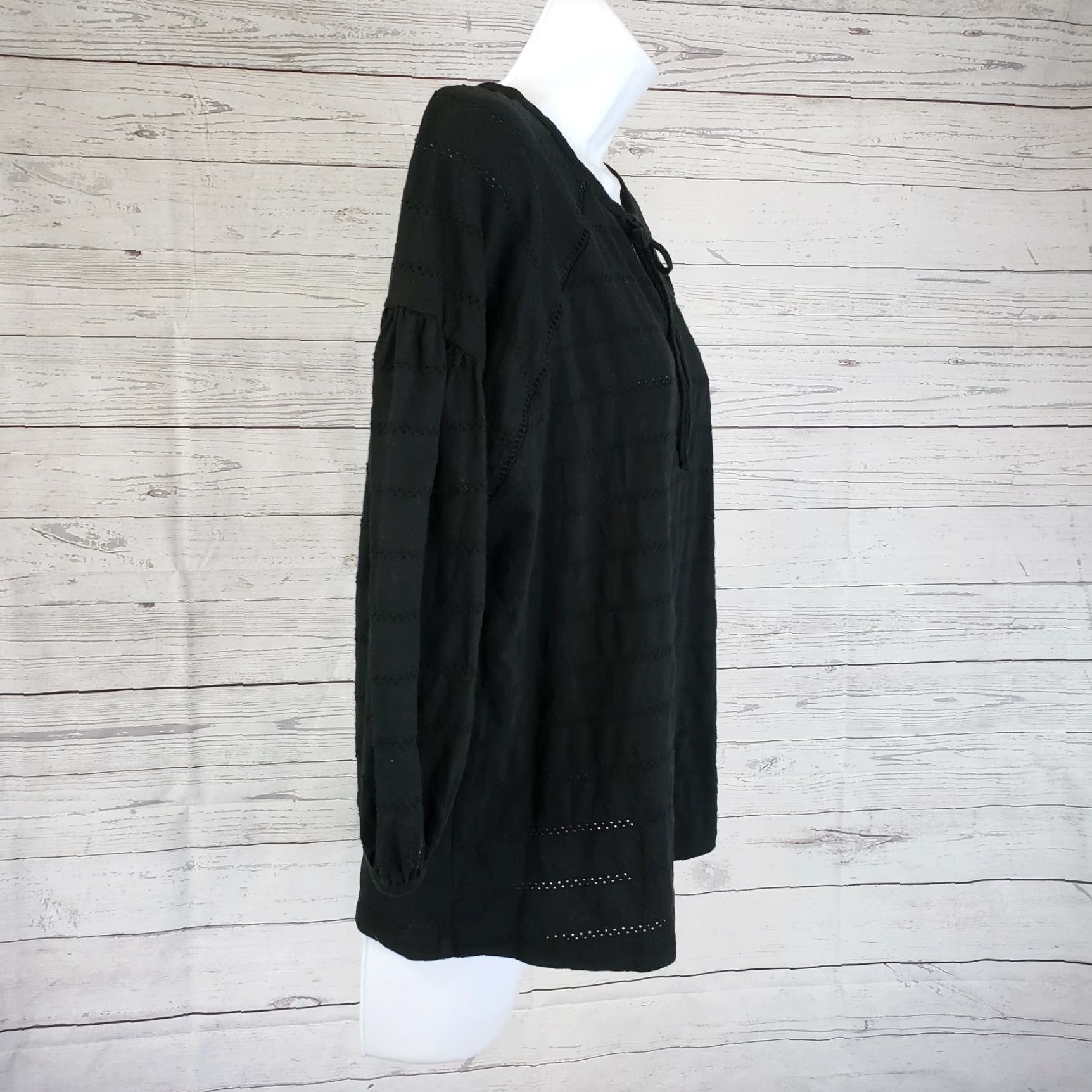 Vintage Universal Thread Top Womens Sz Small Solid Black 3/4 Sleeve Cotton Size S / US 4 / IT 40 - 3 Thumbnail