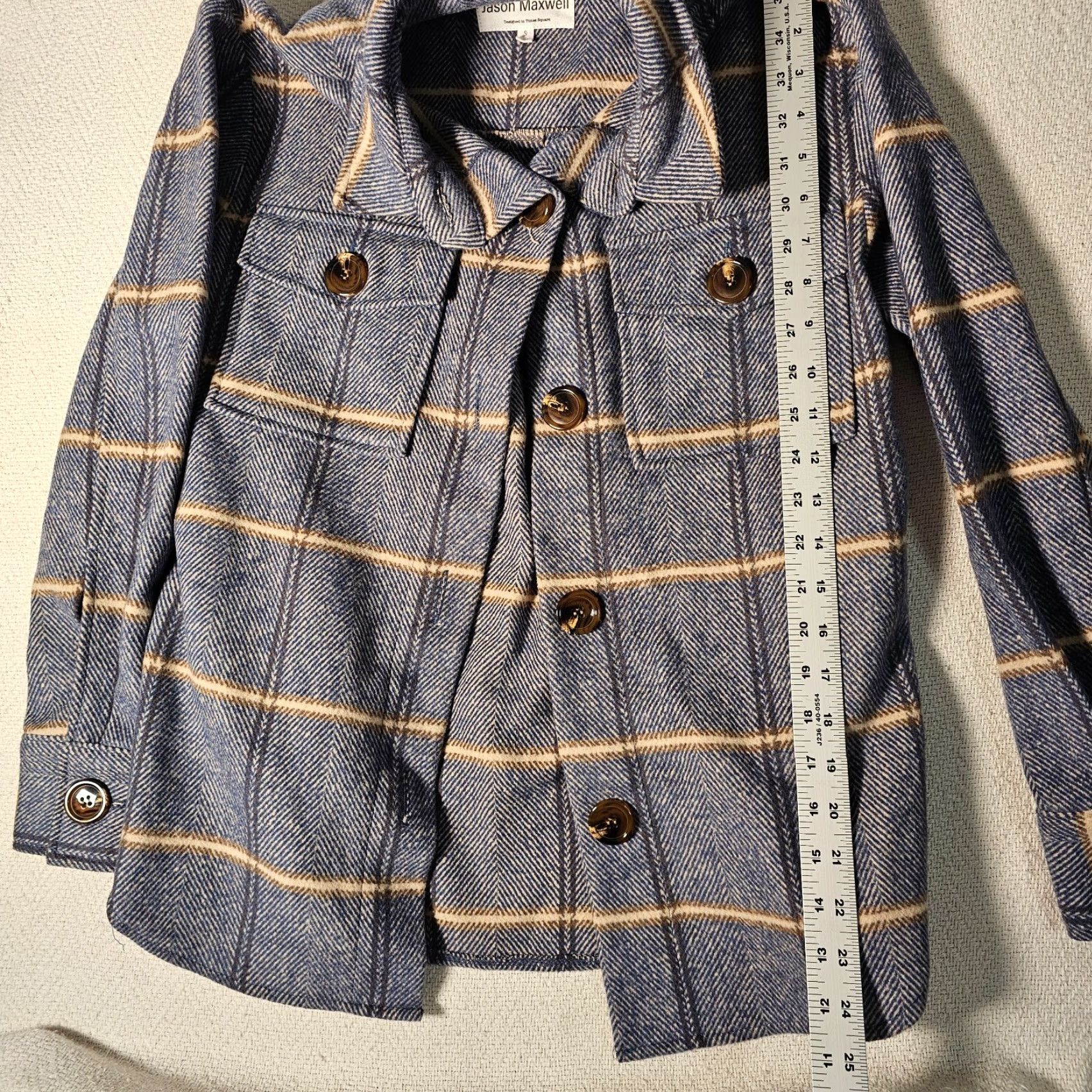 Vintage Jason Maxwell Women's Blue Tan Plaid Button Up Shacket Size Small Size S / US 4 / IT 40 - 4 Thumbnail