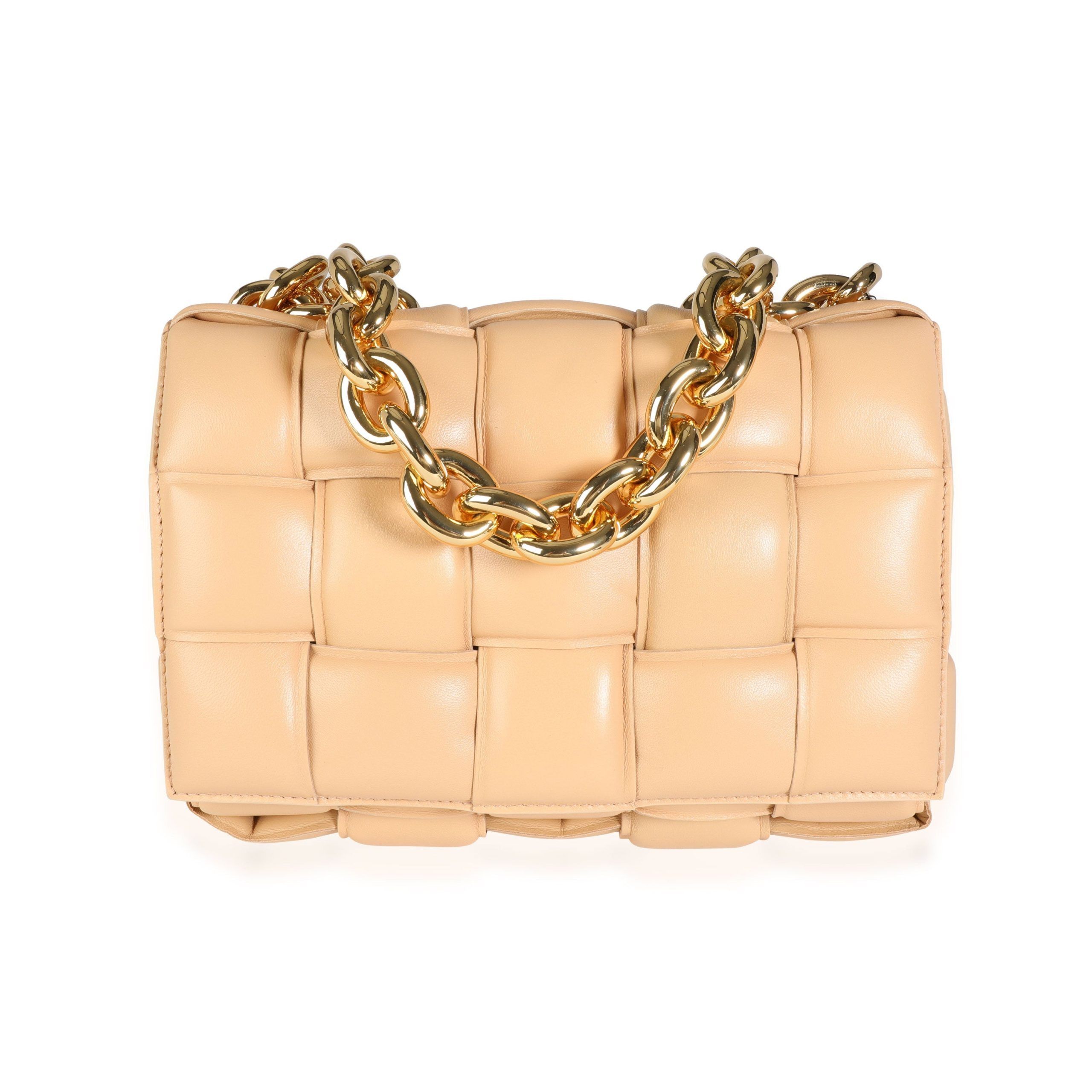 image of Bottega Veneta Almond Maxi Intrecciato Leather Chain Cassette Bag in Brown, Women's