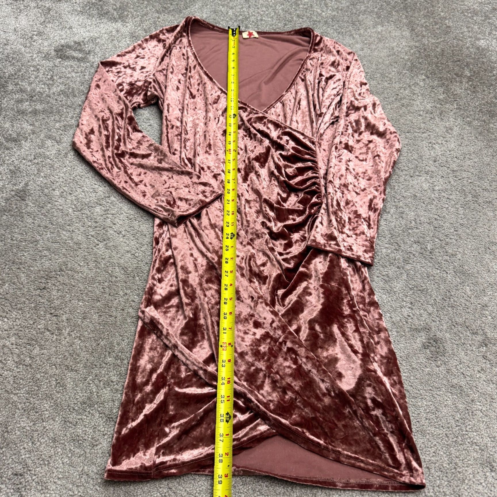 Velvet Womens Velvet Ruched Wrapped Midi Dress 3XL Pink Mauve Long Sleeve Party Dress Size XXL / US 16-18 / IT 52-54 - 7 Thumbnail