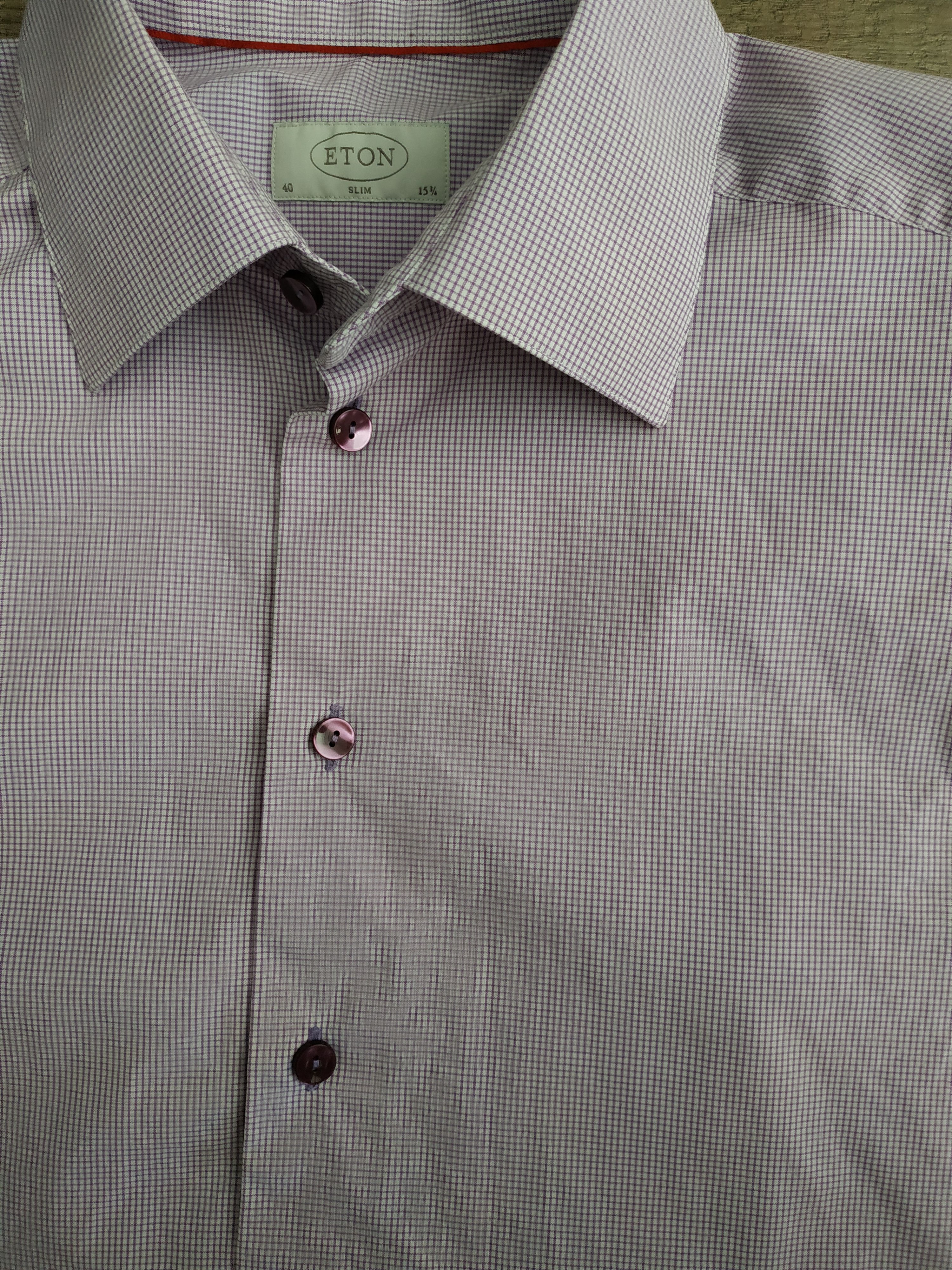 Eton ETON Men's Button Up Purple Slim Fit Shirt, MEDIUM,(40 neck) Size US M / EU 48-50 / 2 - 6 Thumbnail