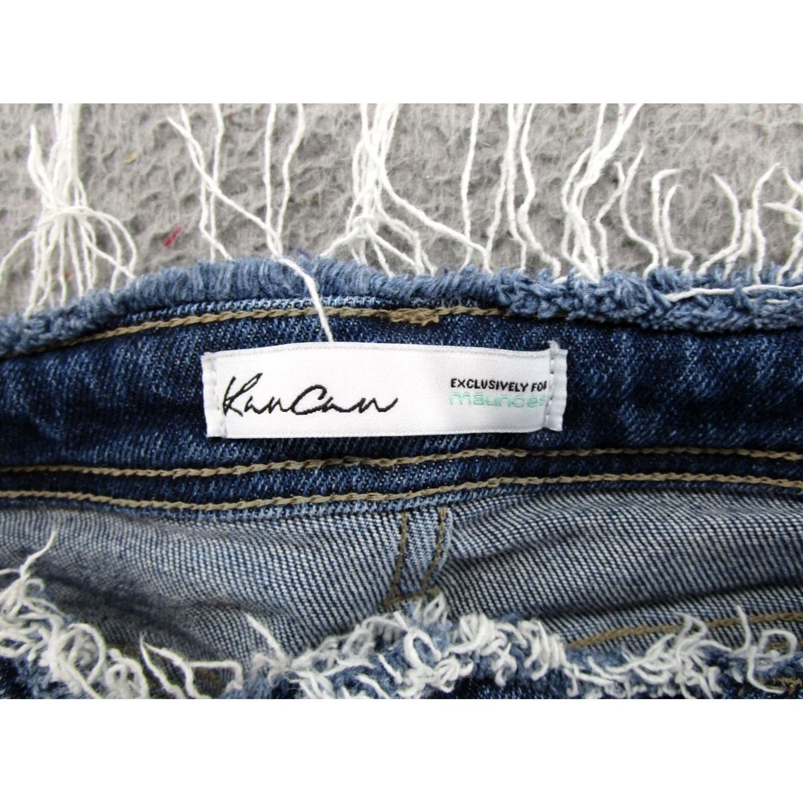 Vintage Kancan Maurices Cropped Ankle Blue Stretch Denim Jeans Size 29 Frayed Distress Womens XS-29? Size 29" - 4 Thumbnail