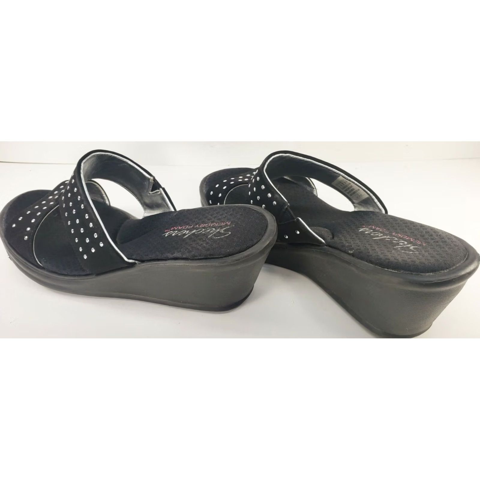 SKECHERS Skechers Cali Rumblers Wedge Sandals Women’s Size 9 Black Slip-On Casual Comfort Beading Size US 6 / IT 36 - 5 Thumbnail