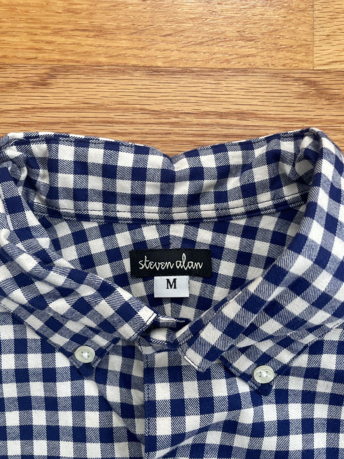 Steven Alan Steven Alan single needle shirt in navy gingham check Size US M / EU 48-50 / 2 - 2 Thumbnail