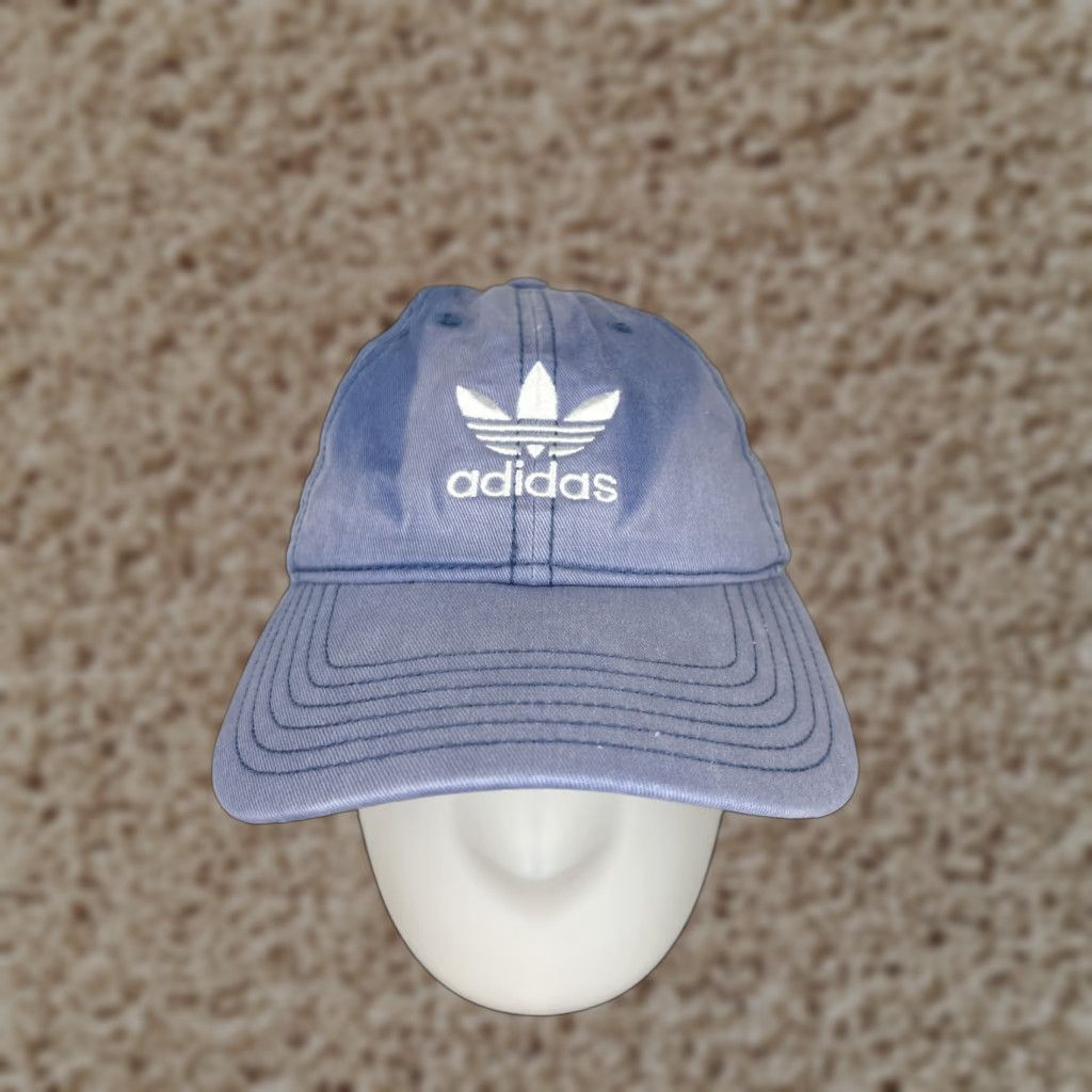 Adidas Adidas Hat Cap Strap Back Womens One Size Blue Denim Embroidered Cotton Twill Size ONE SIZE - 1 Thumbnail