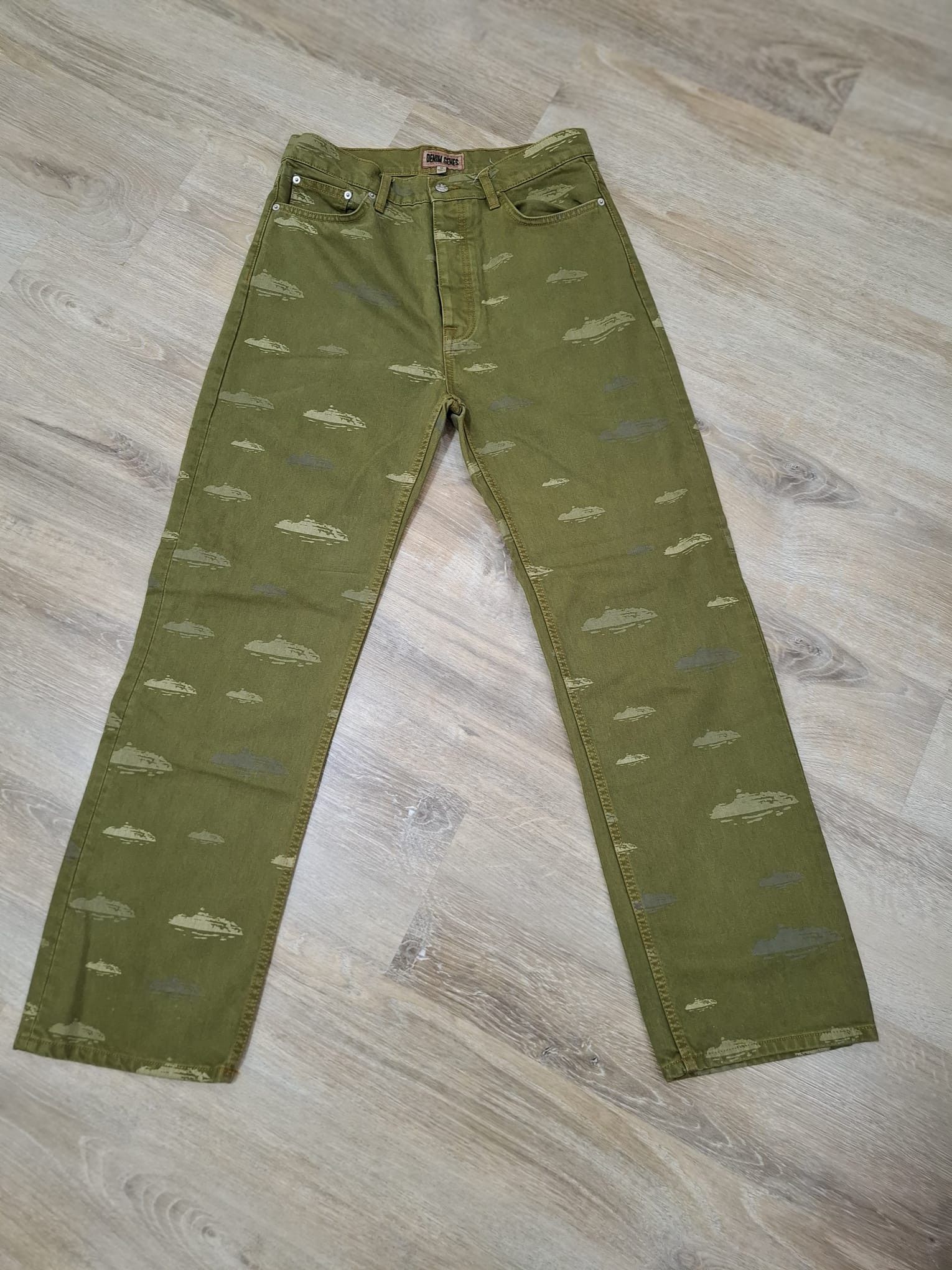 Corteiz Alcatraz Pattern Denim Jeans Khaki Size US 32 / EU 48 - 2 Thumbnail