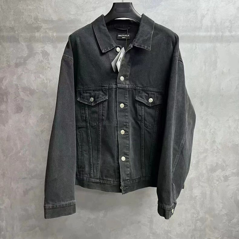 Balenciaga Black Graffiti Denim Jacket-2506
