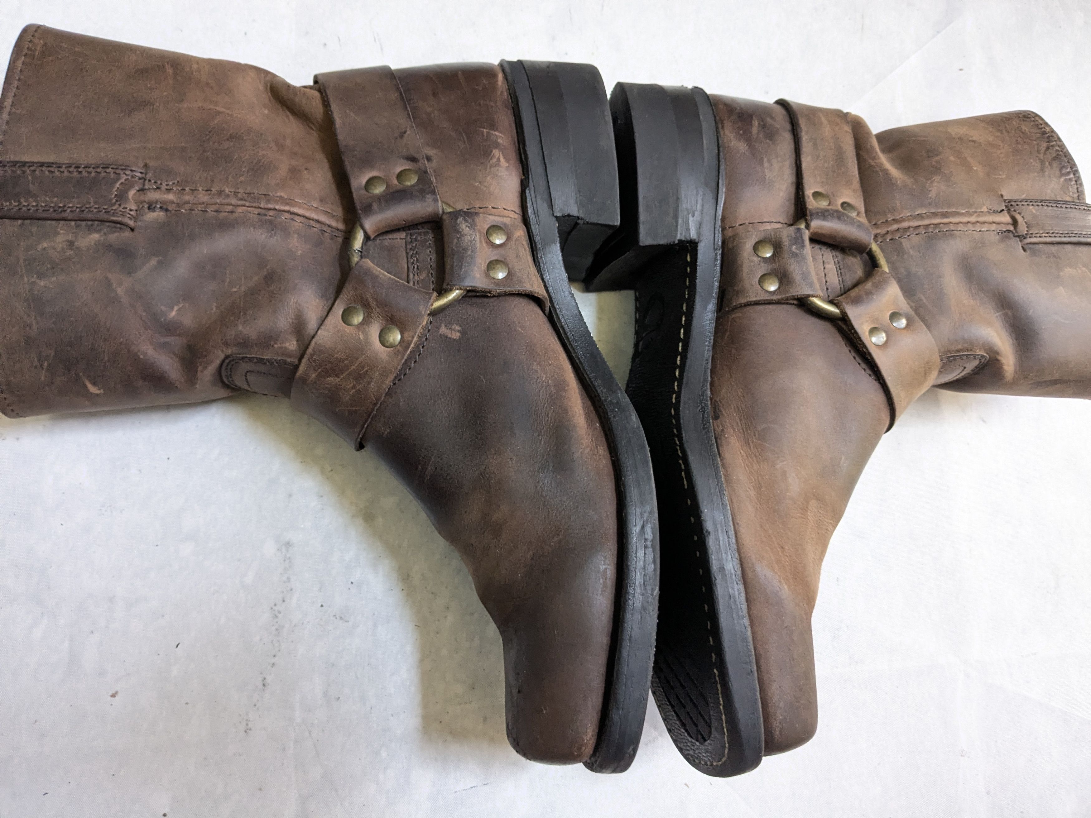 Frye Frye Harness Boots Brown Leather 10 M Buckle Size US 10 / EU 43 - 14 Thumbnail