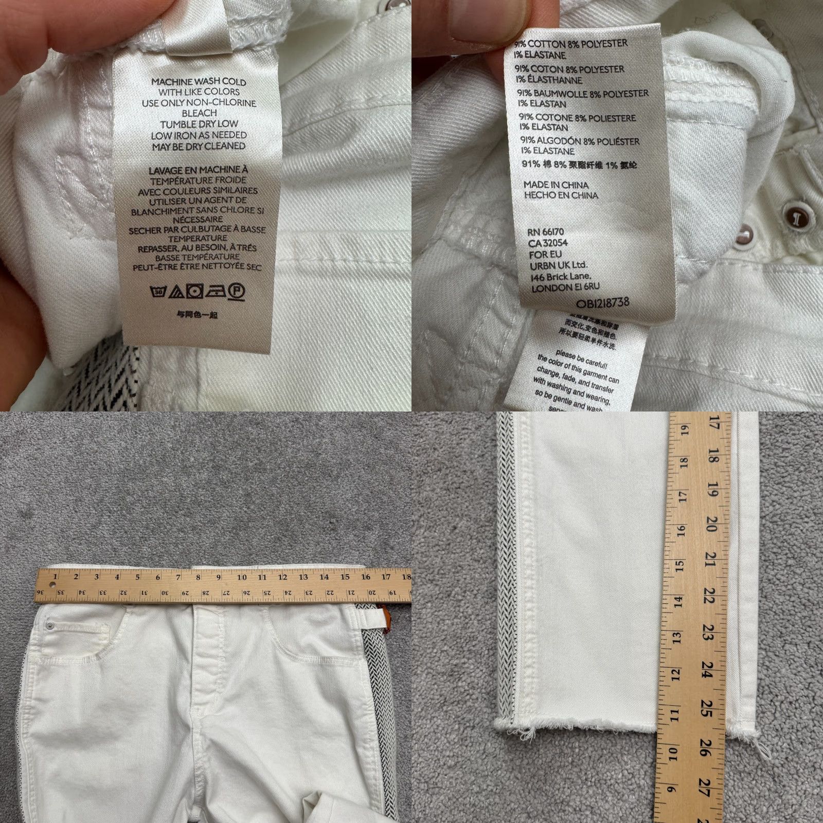 Anthropologie Anthropologie Jeans Woman Regular White Denim 30 5-Pocket Button Fly Belt Loops Ankle Slim Stretch Size 30" / US 8 / IT 44 - 9 Thumbnail