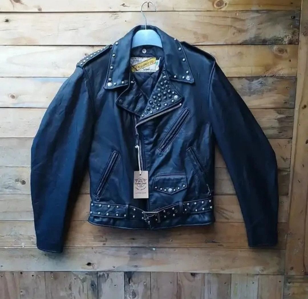 Genuine Leather SCHOTT PERFECTO 618 LEATHER RAMONES STUDDED JACKET Size US S / EU 44-46 / 1 - 1 Thumbnail
