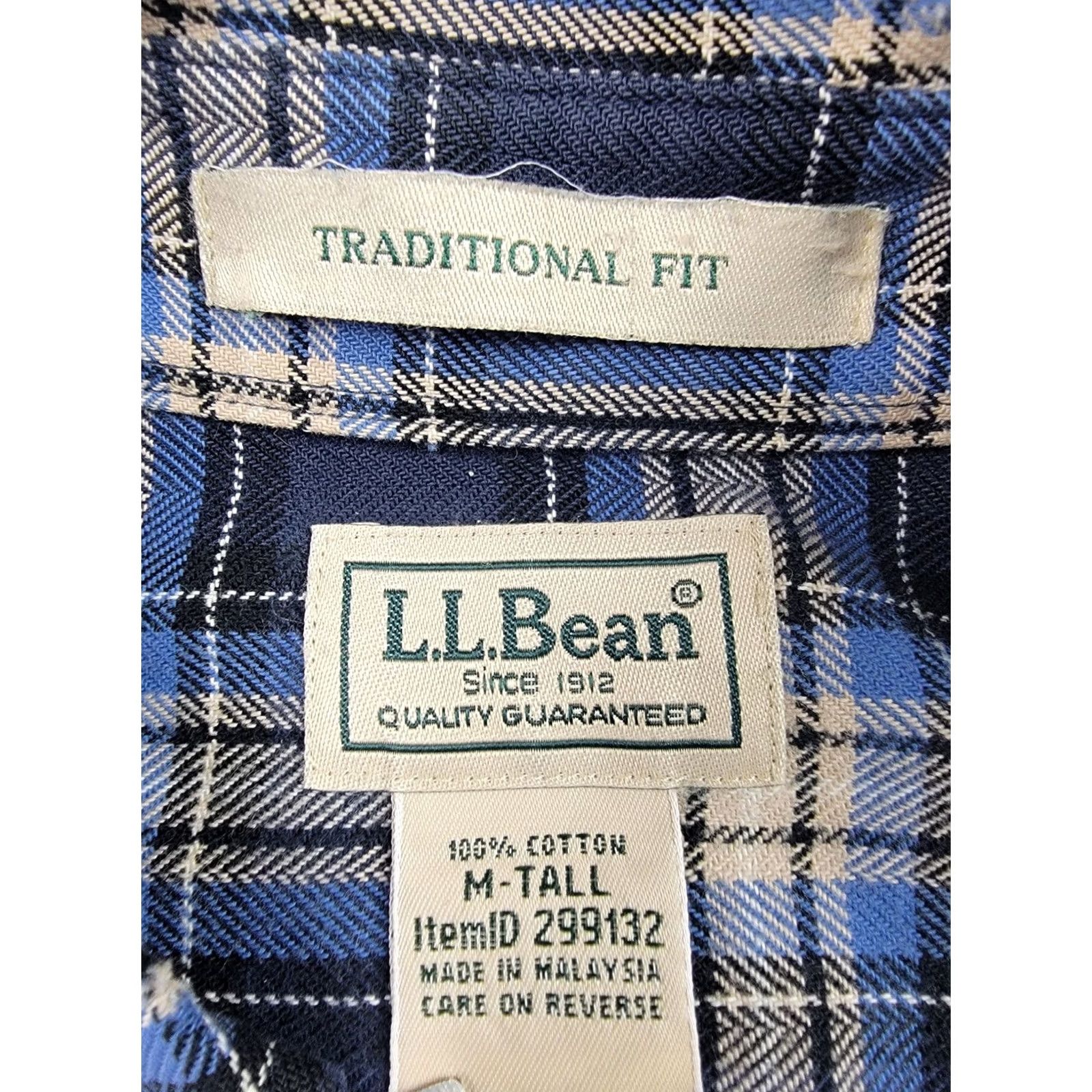 Vintage L.L. Bean Shirt Mens MT Medium Tall Blue Plaid Long Sleeve Button-Down Collared Shirt Size US M / EU 48-50 / 2 - 2 Thumbnail