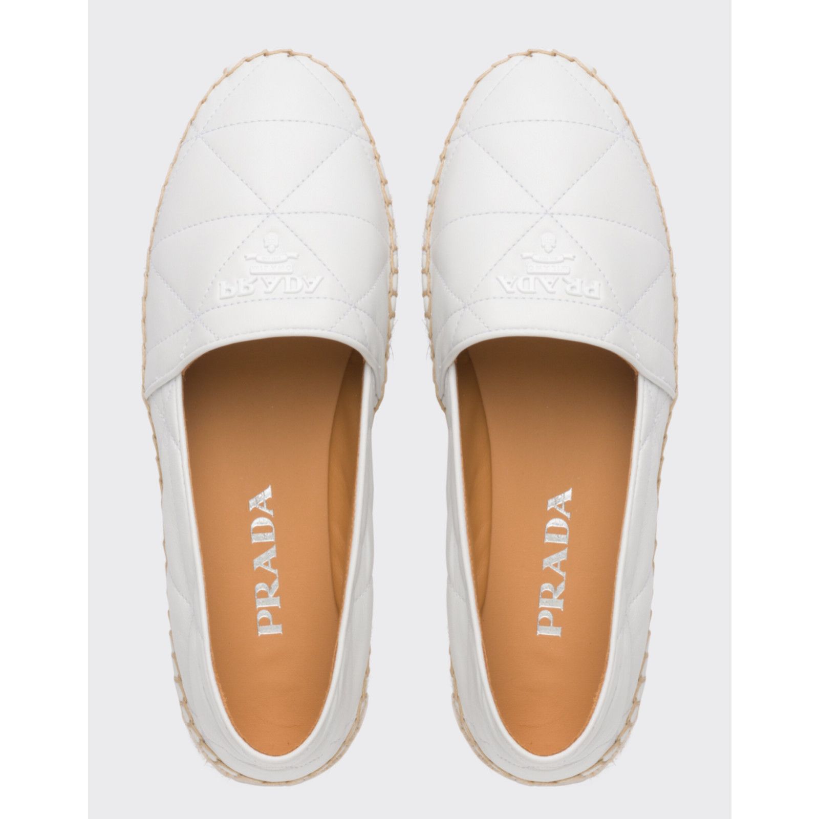 Prada Prada Bianco White Nappa Leather Tonal Logo Slip On Size US 7.5 / IT 37.5 - 6 Thumbnail