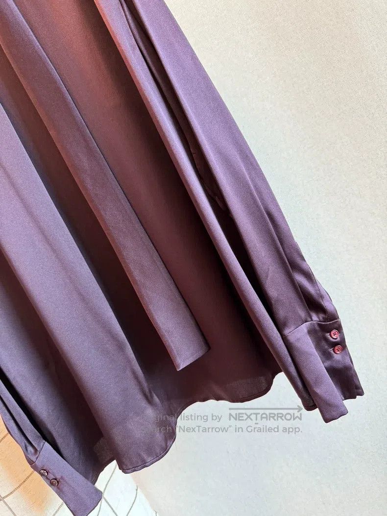 Loro Piana Loro Piana Dark purple satin silk top with a flowing ribbo Size M / US 6-8 / IT 42-44 - 4 Thumbnail