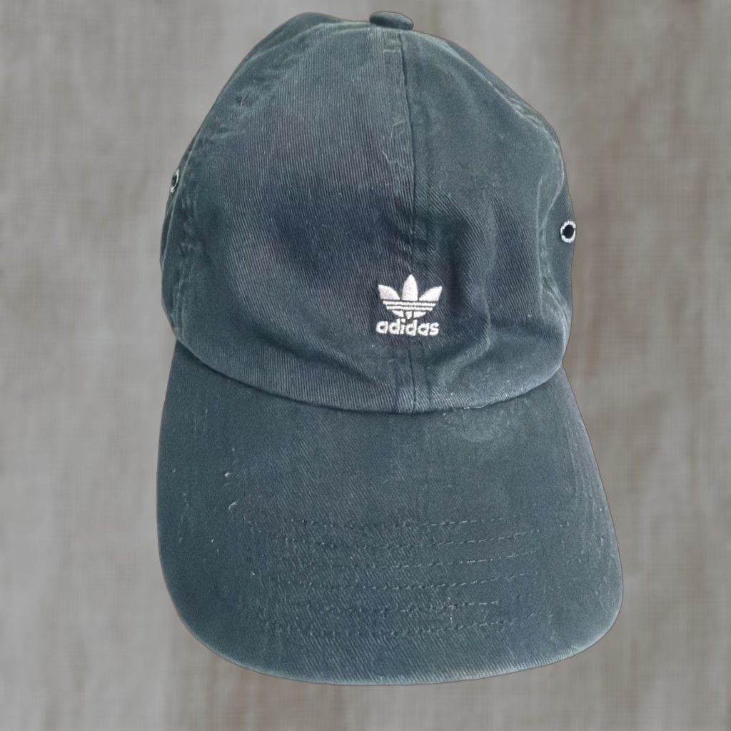 Adidas Strapback Baseball Hat Mini Logo Black White Trefoil Dad Hat Adjustable Men One Size Cap