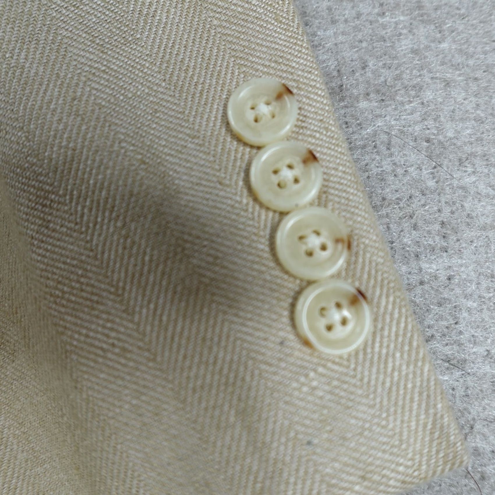 Brooks Brothers Brooks Brothers 1818 Blazer Beige Linen 43R Single-Breasted 2-Button Notch Lapel Mens Regular Vintage? No Size 46R - 6 Thumbnail