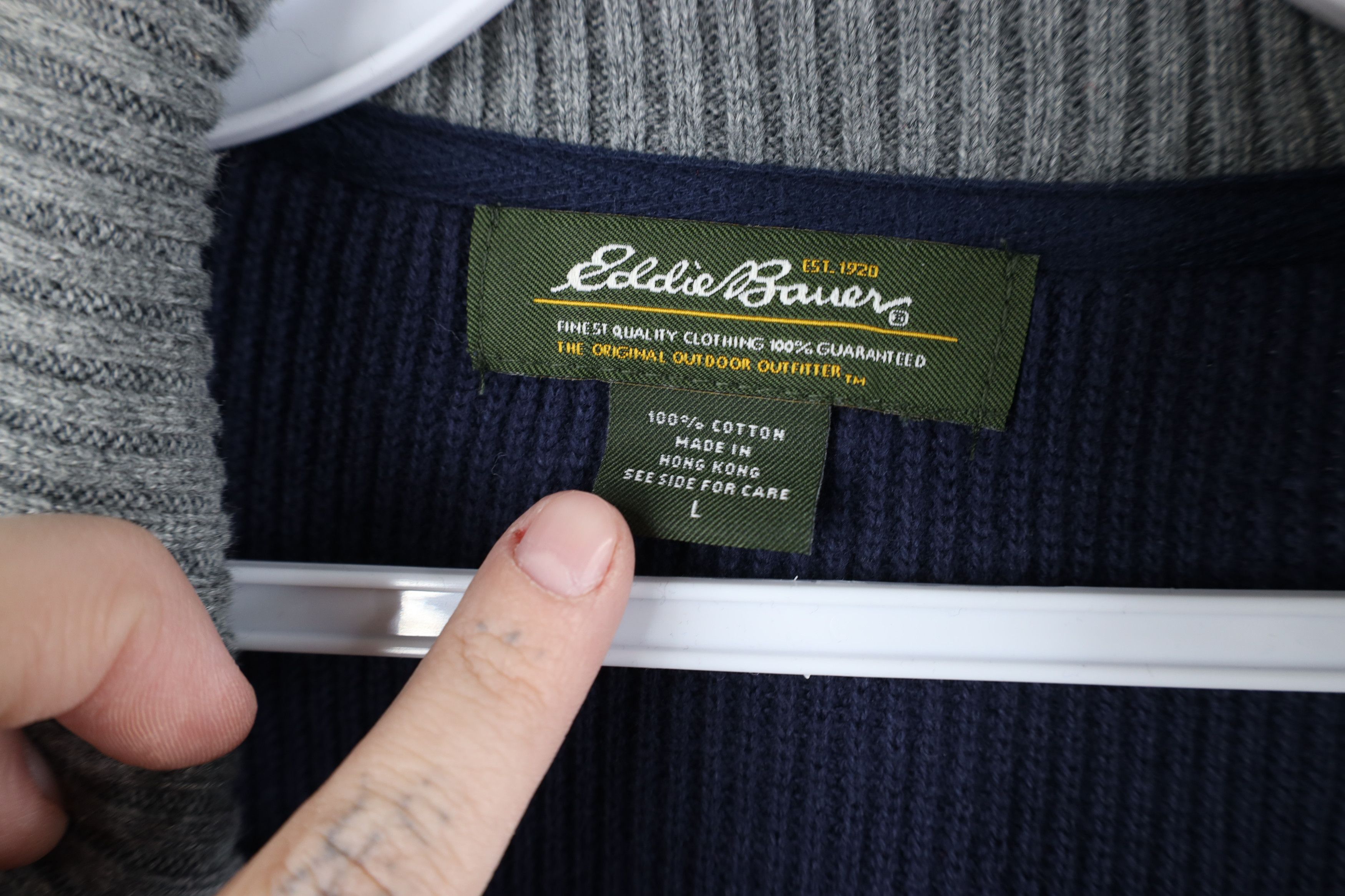 Eddie Bauer Vintage Eddie Bauer Cotton Ribbed Knit Half Zip Sweater Size US L / EU 52-54 / 3 - 6 Thumbnail