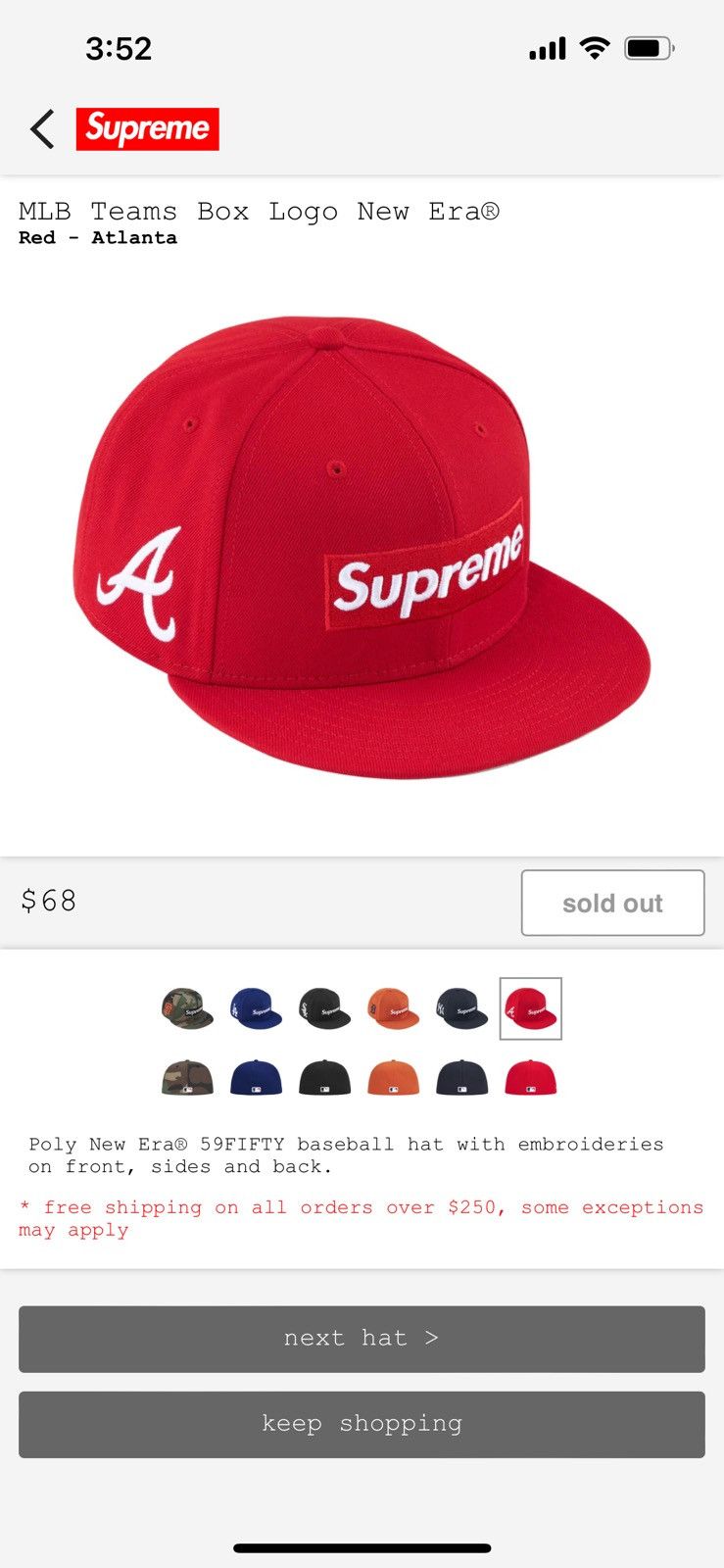 image of New Era x Supreme Mlb Box Logo Hat in Red, Men's