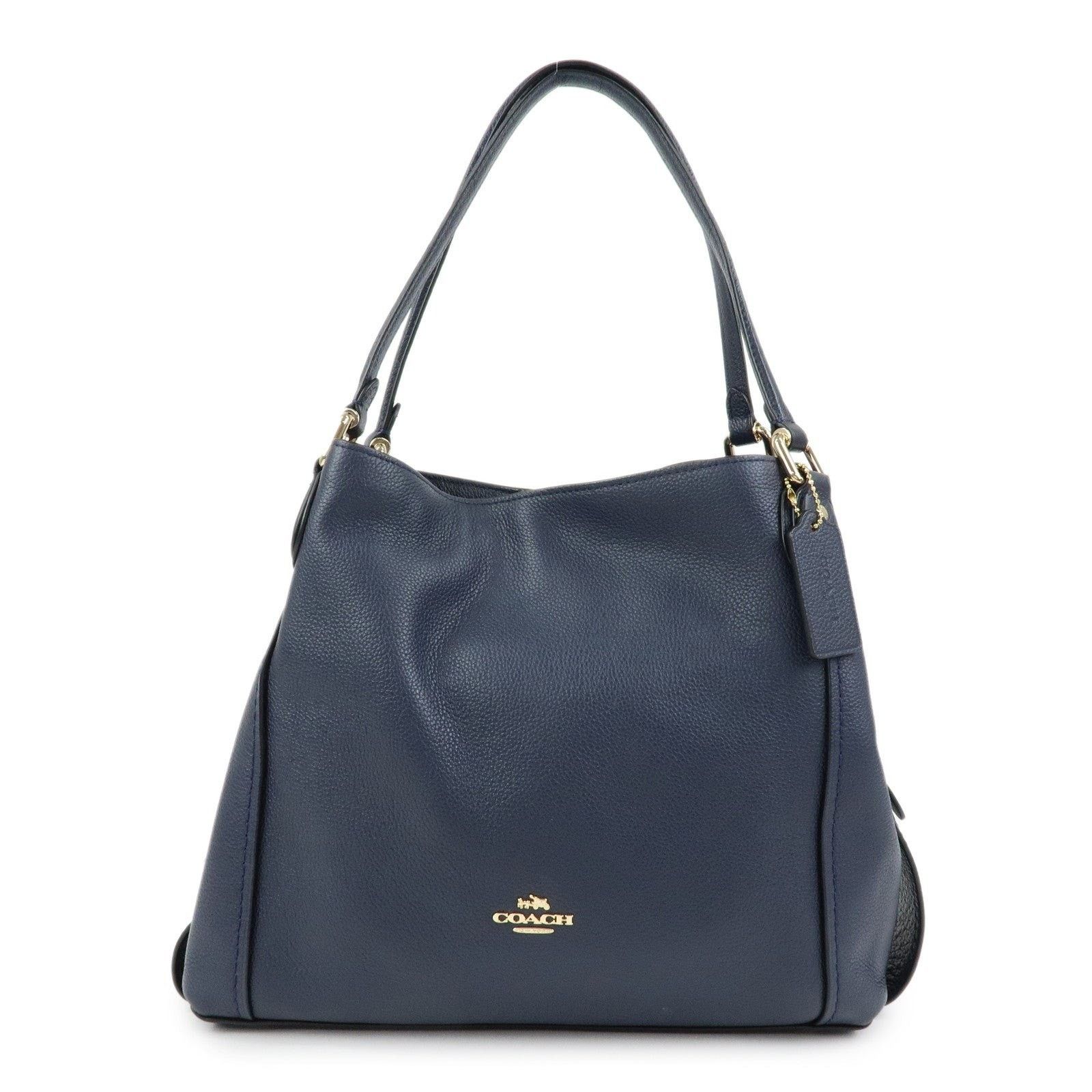 Coach Coach Edie Leather Shoulder Bag Navy Size ONE SIZE - 1 Thumbnail