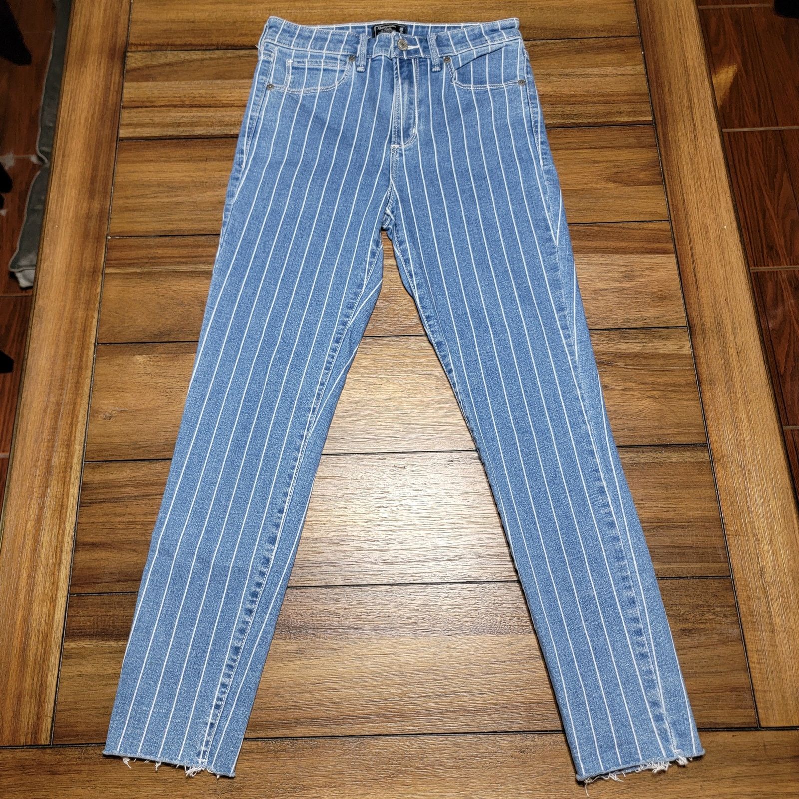 Abercrombie & Fitch Abercrombie & Fitch Simone Hi Rise Ankle Stripe Jeans -28/6R Size 28" / US 6 / IT 42 - 1 Thumbnail