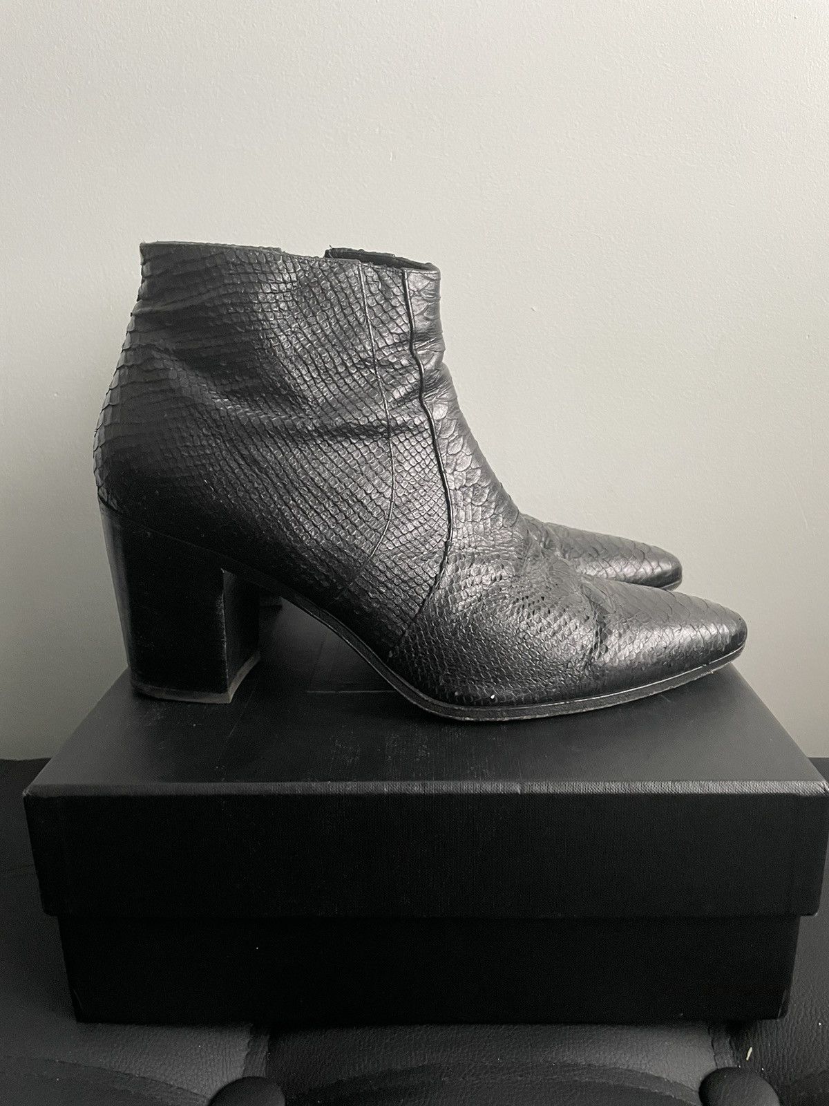 Hedi Slimane × Saint Laurent Paris FW15 Python French 85 Boots Size US 10 / EU 43 - 4 Thumbnail