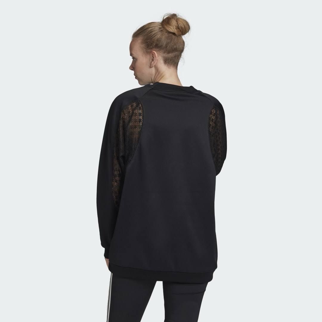 Adidas NEW Lace Oversized Pullover Adidas S Black Sheer Athleisure Size S / US 4 / IT 40 - 2 Thumbnail
