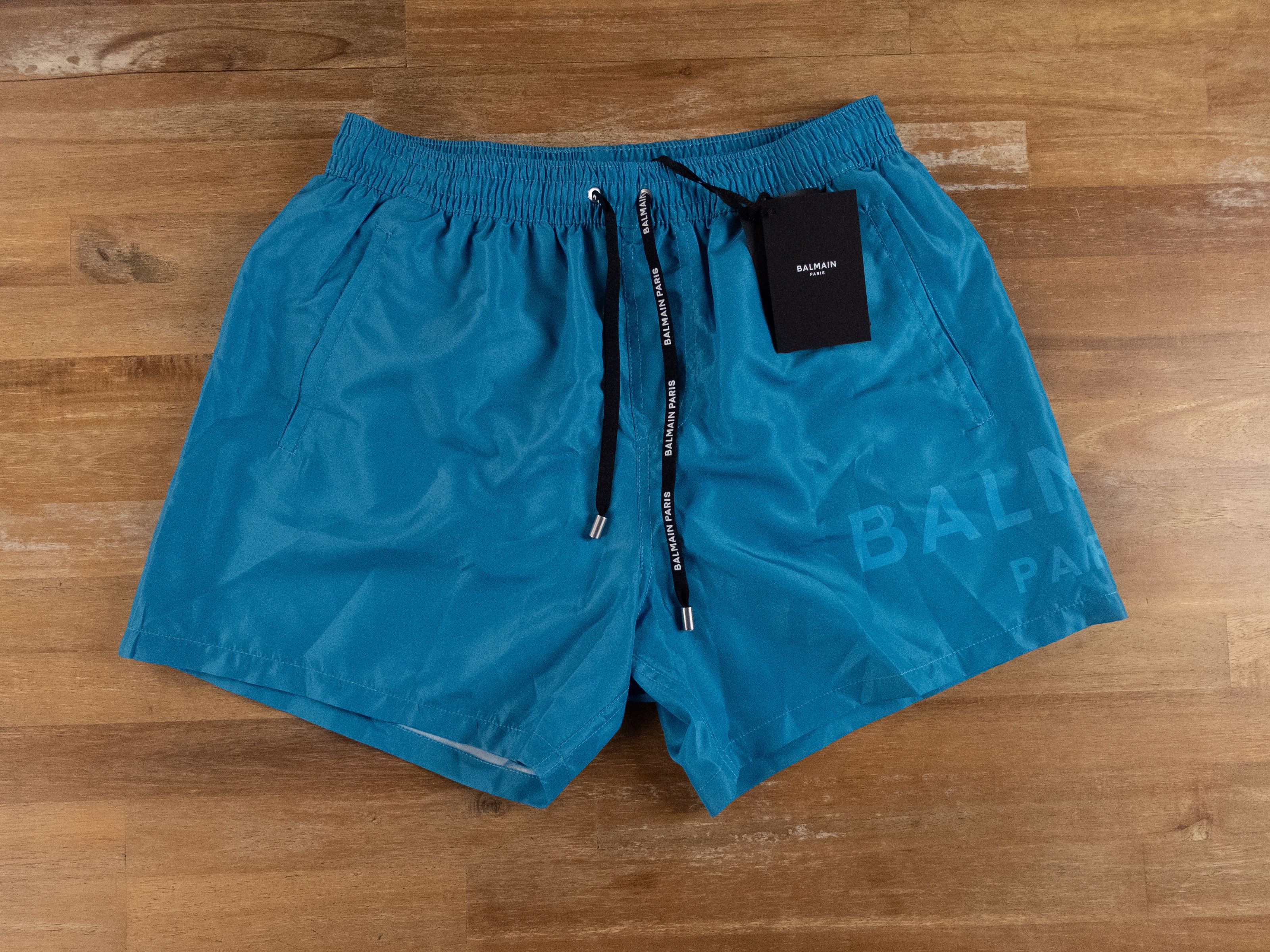Balmain BALMAIN blue basic logo print swim shorts trunks Medium Size US 32 / EU 48 - 5 Thumbnail