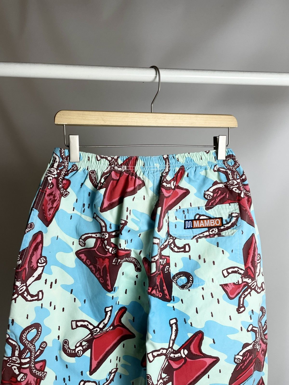 Mambo MAMBO Graphics 🐙 Vintage blue surfing nylon shorts | Grailed
