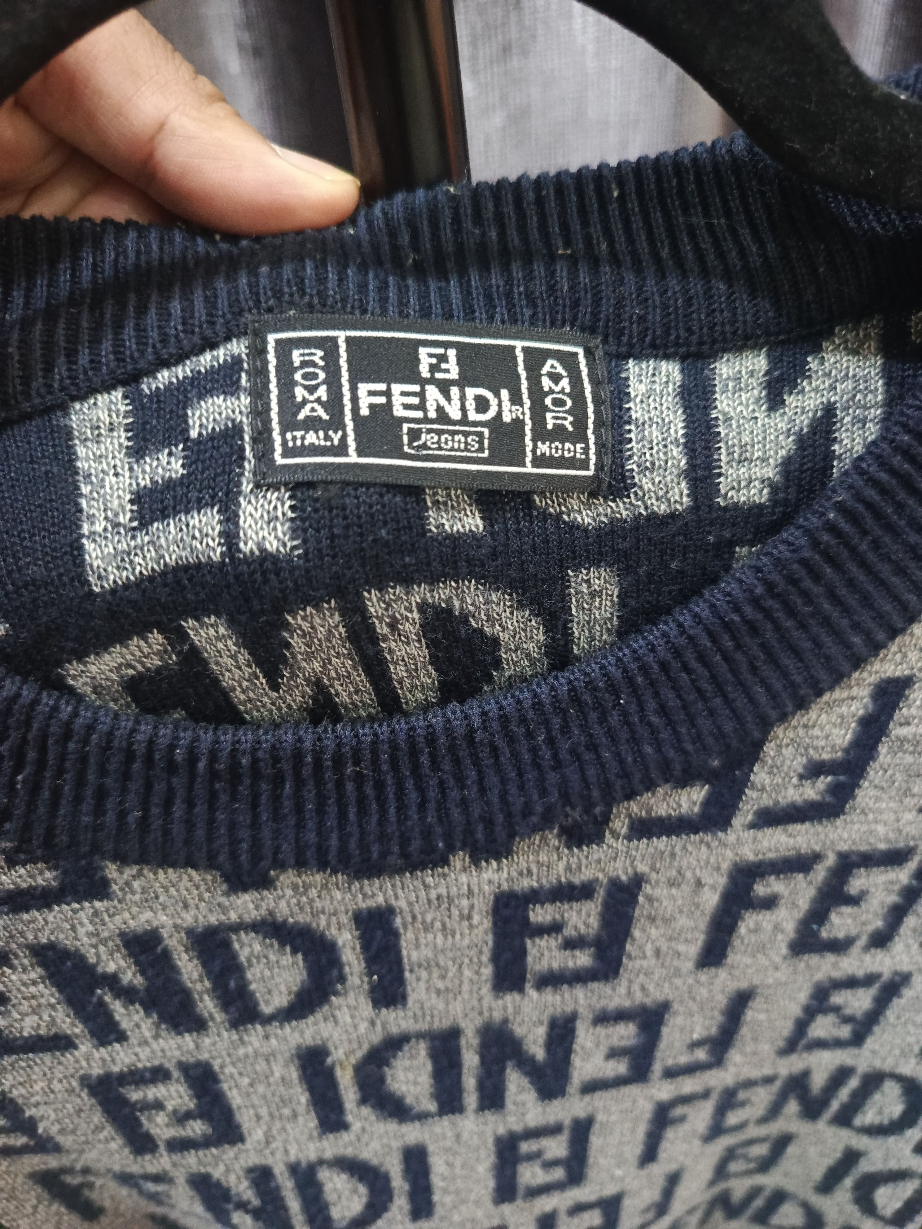 Fendi Fendi crewneck sweater with the FF logo or Zucca monogram Size US L / EU 52-54 / 3 - 8 Thumbnail
