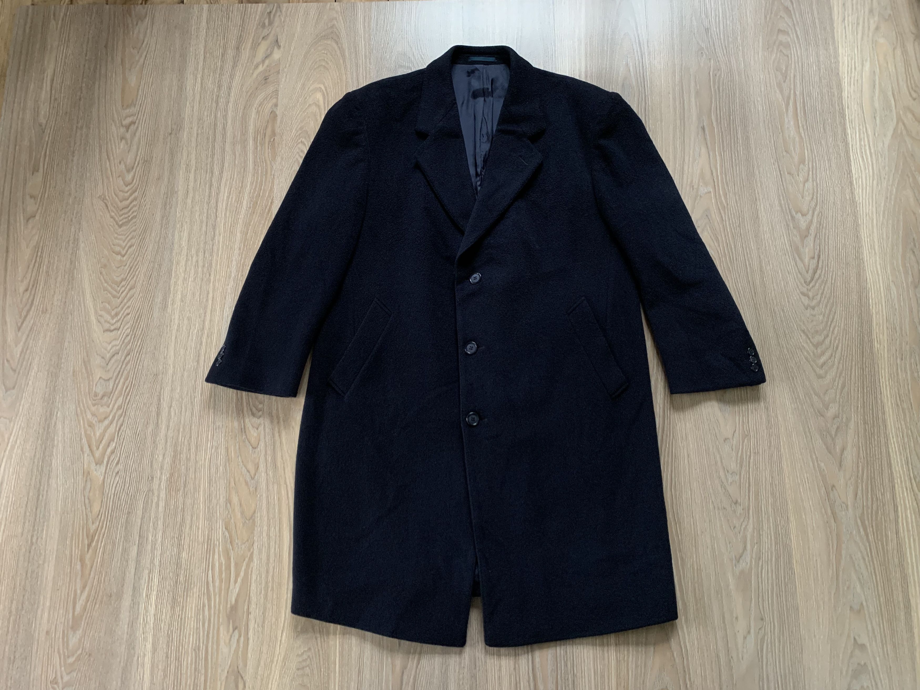 Designer × Vintage Selfridges London Long Wool Black Heavy Coat Size US XL / EU 56 / 4 - 1 Thumbnail