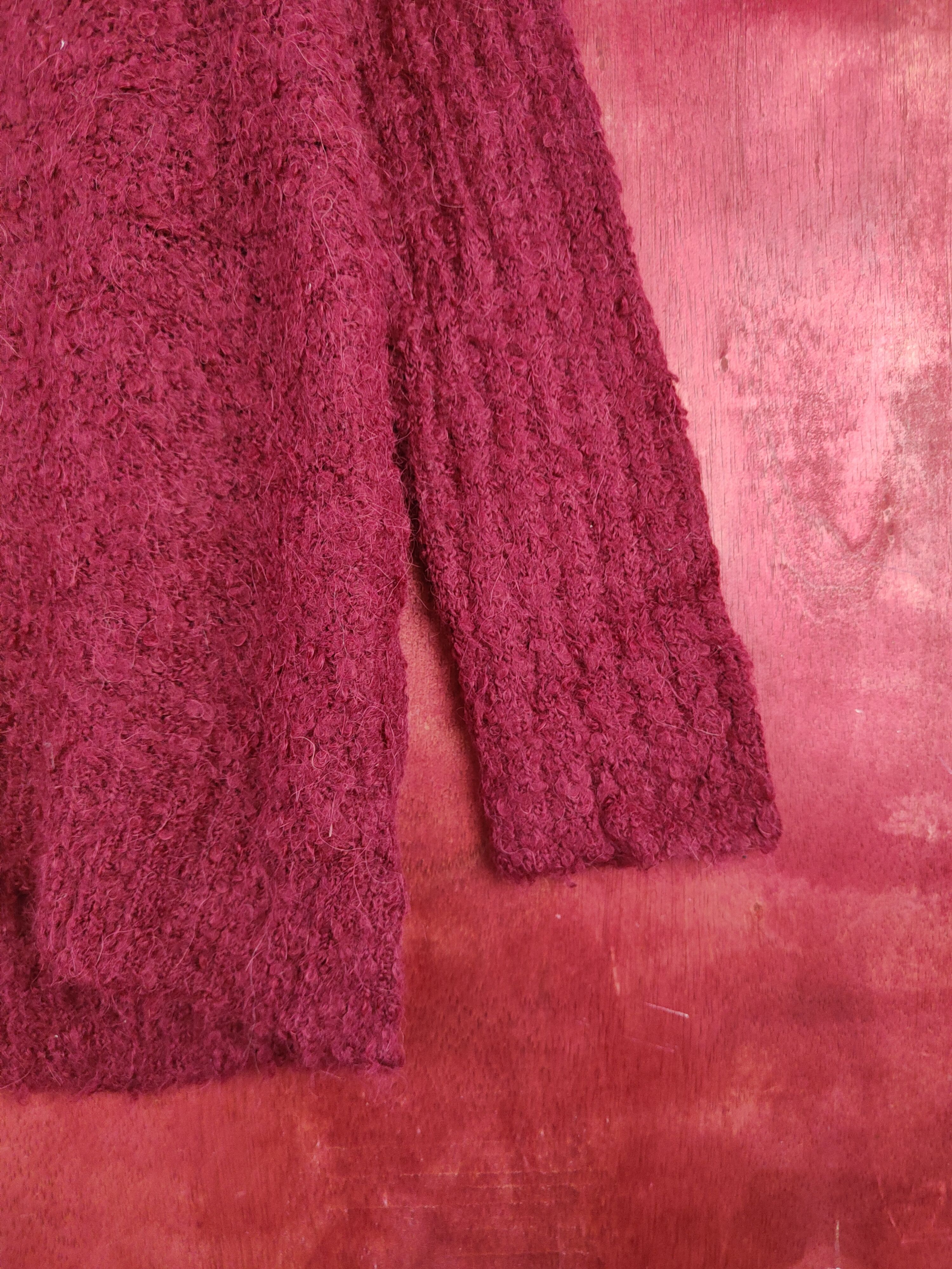 Aran Isles Knitwear Lowrys Farm Maroon Fur Mohair Knitwear #S2022 Size L / US 10 / IT 46 - 6 Thumbnail