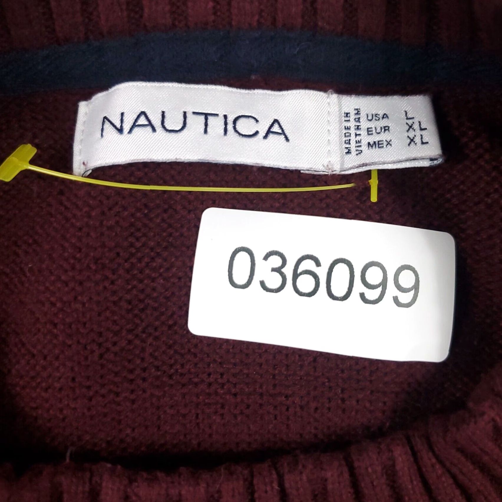 Nautica Nautica Cable Knit Sweater Mens Large Blue Red Stripe Casual Pullover Crew Neck Cotton Size US L / EU 52-54 / 3 - 8 Thumbnail