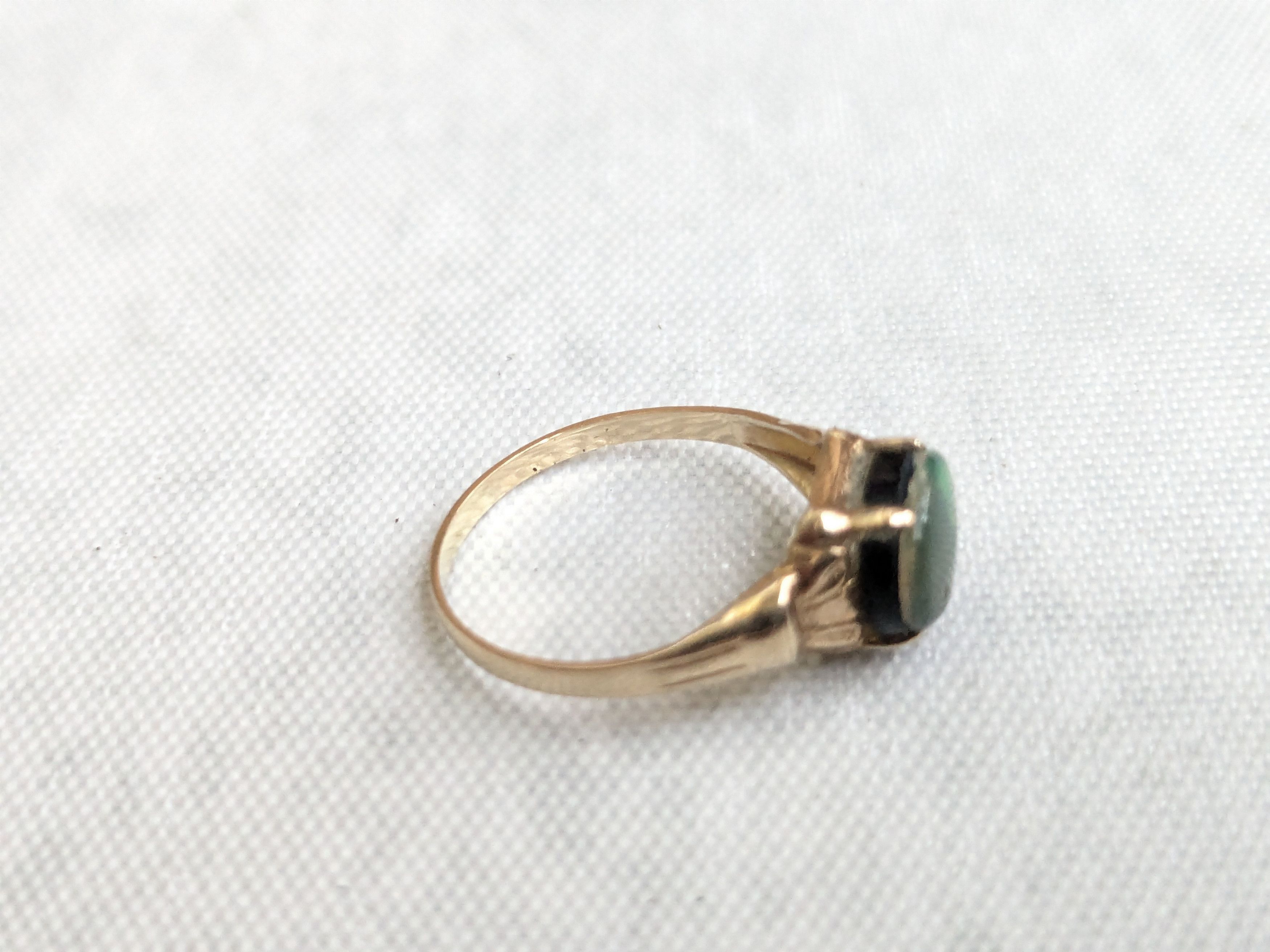 Jewelry 10k Yellow Gold Ring Black Opal Oval Size ONE SIZE - 9 Thumbnail