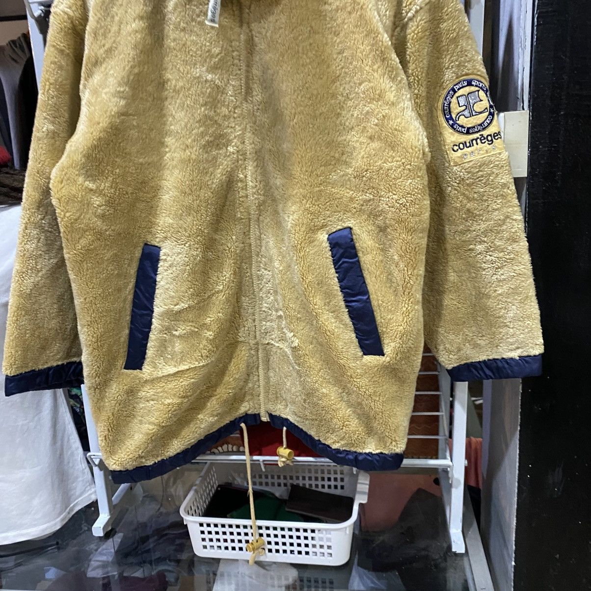 Courreges Vintage Courrèges fleece jacket in yellow navy blue accents Size US M / EU 48-50 / 2 - 5 Thumbnail