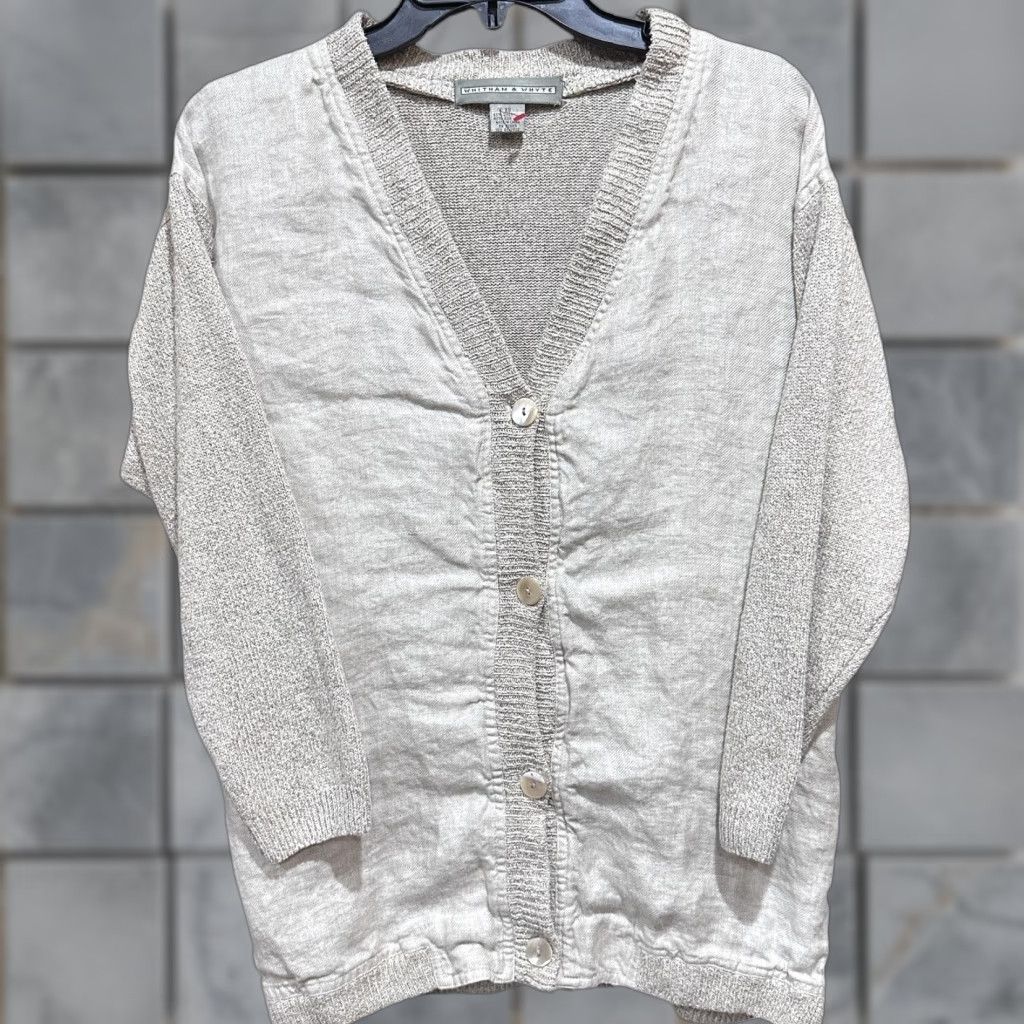 Vintage VINTAGE Whitham Whyte Cardigan Sweater XS Beige Oatmeal V-Neck Button Up Knit Wool 00s? Size XS / US 0-2 / IT 36-38 - 1 Thumbnail