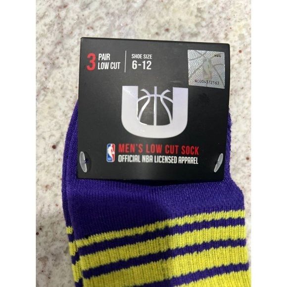 NBA Official NBA U 3 Pair Low Cut Los Angeles Lakers Logo Socks Size ONE SIZE - 2 Thumbnail