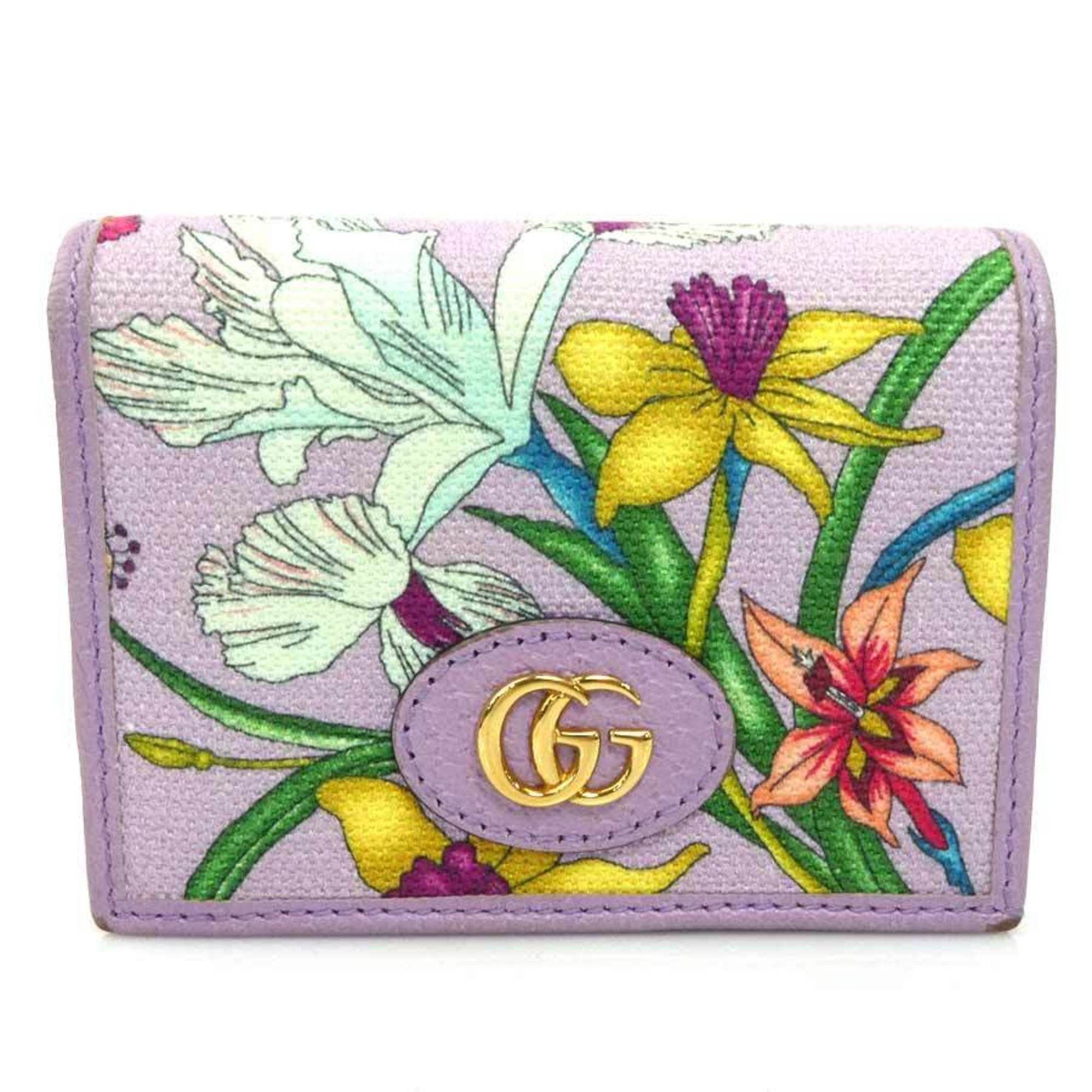 Gucci Gucci Flora Canvas and Leather Bifold Wallet in Purple, Women's, 577347, H31721A Size ONE SIZE - 1 Thumbnail