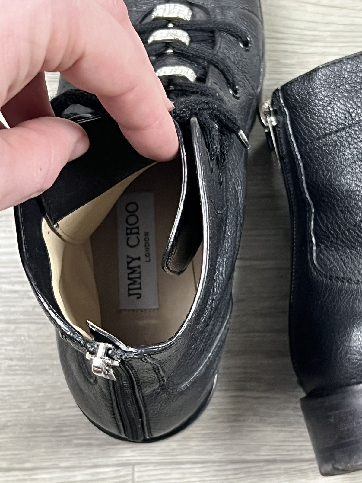 Jimmy Choo JIMMY CHOO Bren Crystal Embellished Lace-up Combat Boots Size US 7 / IT 37 - 9 Thumbnail