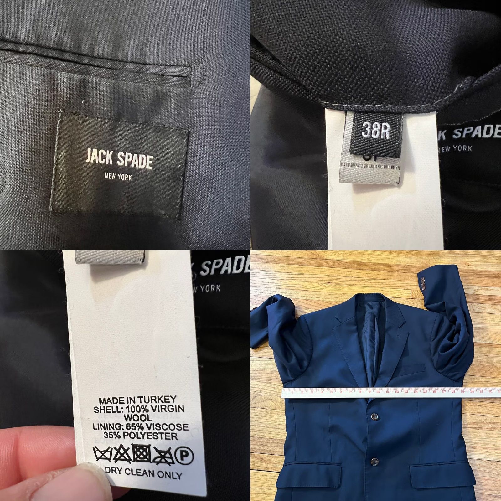 Doublet Jack Spade Blazer Mens 38 R Blue Wool Super 100 2 Button Double Vent Sport Coat Coat Mens 38 R Blue Wool Super 100 2 Button Double Vent Sport Coat Size 38R - 8 Thumbnail