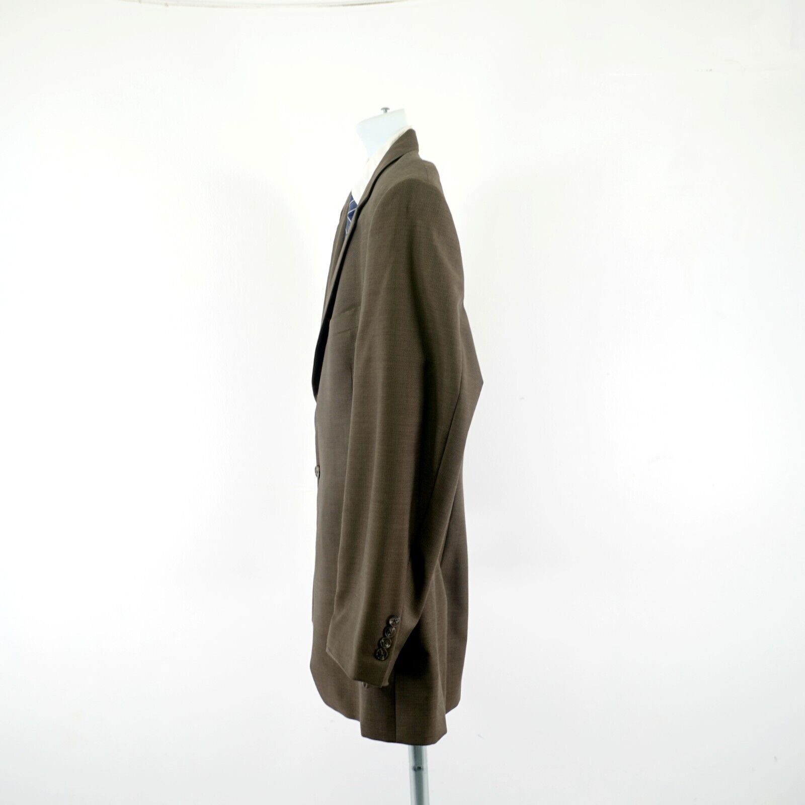 Hart Schaffner Marx DAMAGED Hart Schaffner Marx Wool Brown Check 46L 3 Button Bl Size 46L - 6 Thumbnail