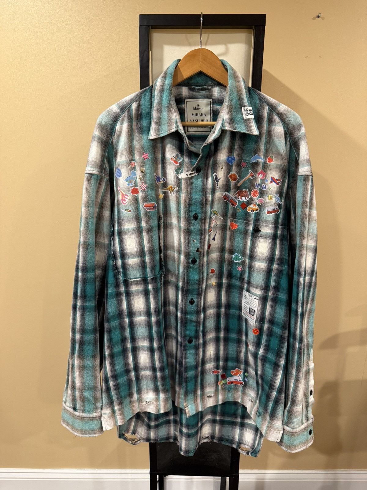 Maison MIHARA YASUHIRO Maison Mihara Yasuhiro Distressed Green Check Flannel Shirt Size US L / EU 52-54 / 3 - 5 Thumbnail