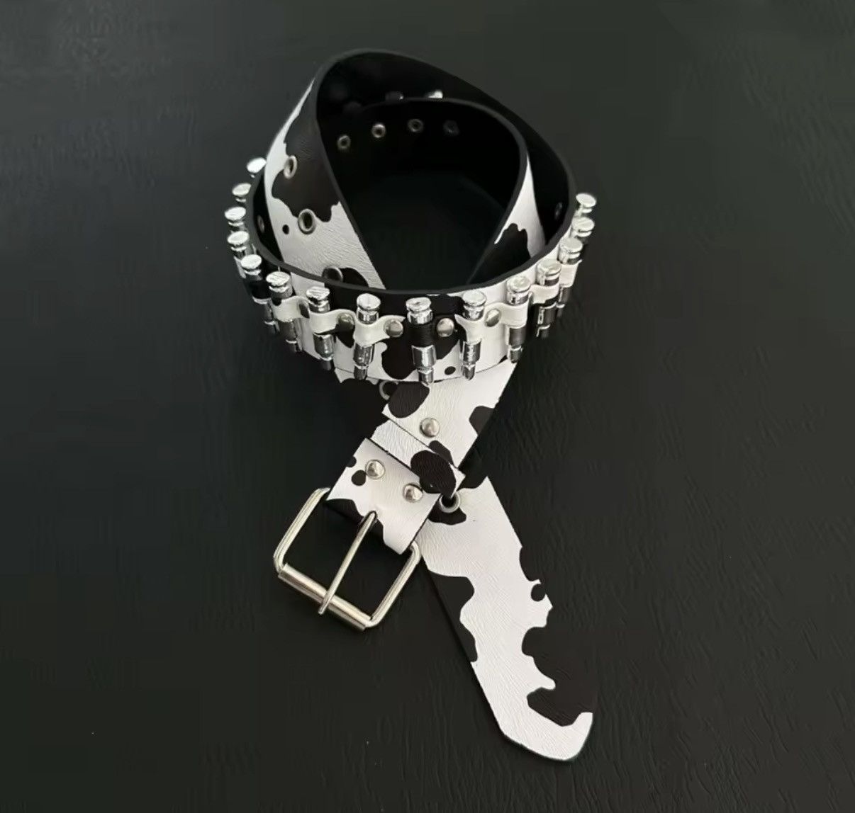 Other Streetwear Cow Print Studded Belt Size ONE SIZE - 1 Thumbnail